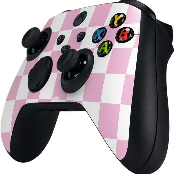 Skinit Custom Gaming Skin for Xbox Series X Controller - Pink & White Checkerboard Design | Protective Decal for Enhanced Grip & Style | Perfect for Gaming Enthusiasts & Collectors