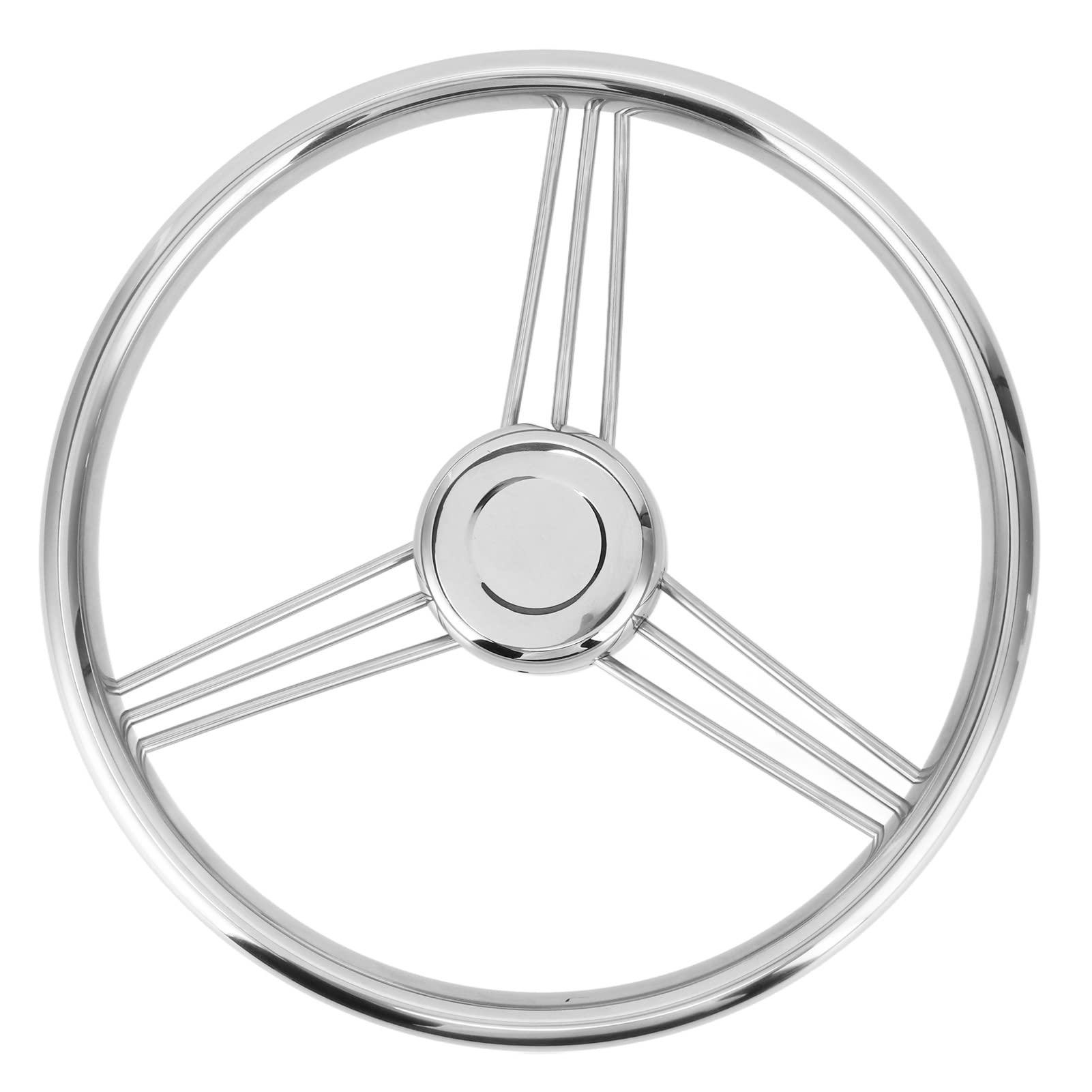 Stainless Steel Marine Steering Wheel - 13.5 Inch Boat Steering Wheel with 9 Spokes, 15° Angle, 3/4