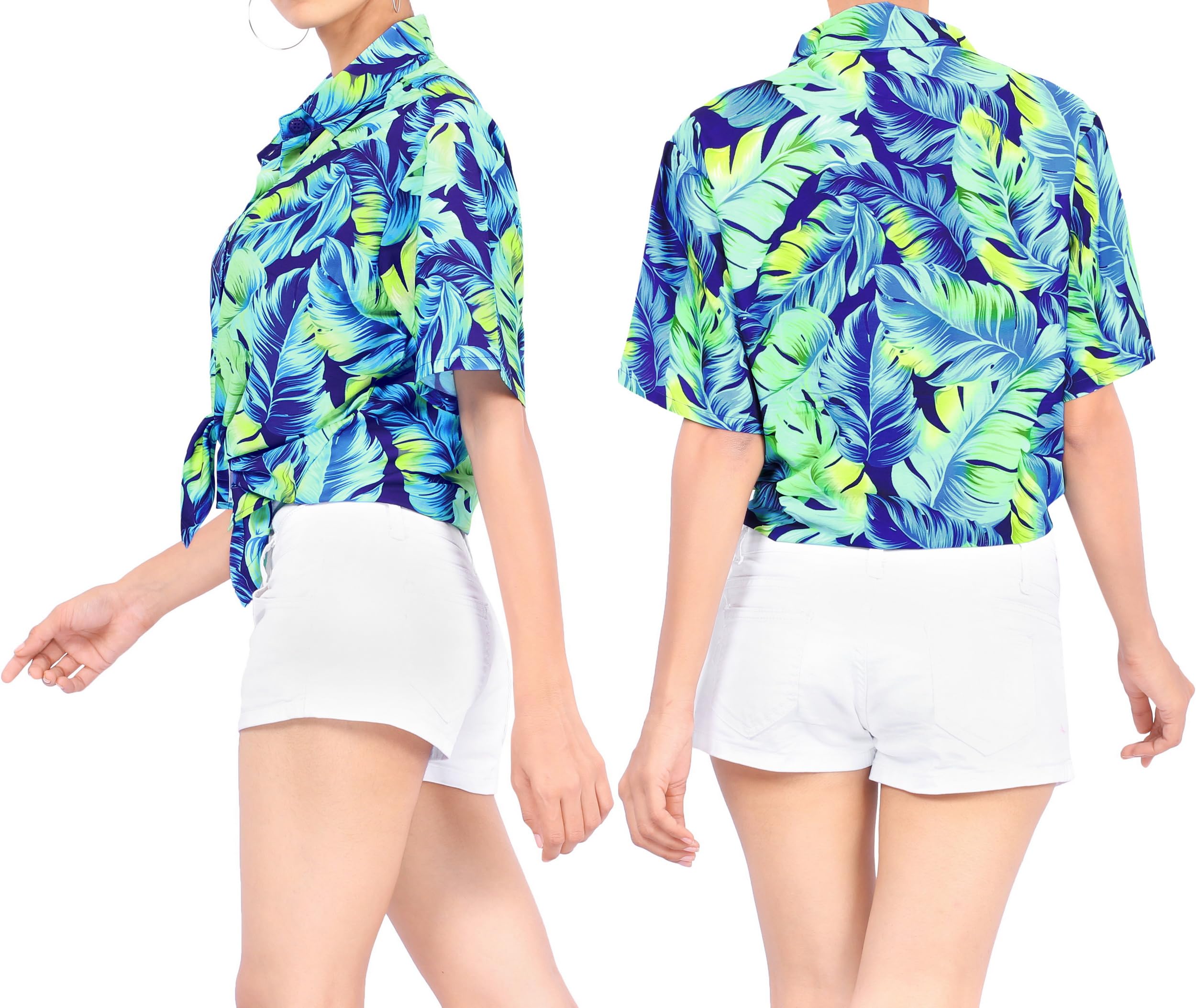 Happy Bay Women's Hawaiian Short Sleeve Beach Blouse - Floral Print Vacation Shirt for Summer, Pool Party & Tropical Getaways