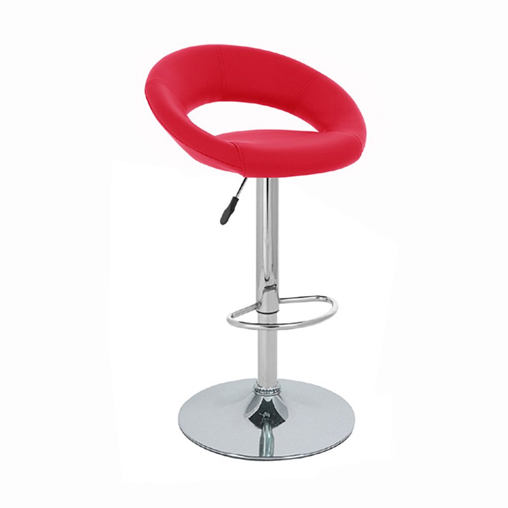 Rho Leather Adjustable Height Counter Bar Stool - Cherry Red for Modern Kitchen & Home Bar Decor