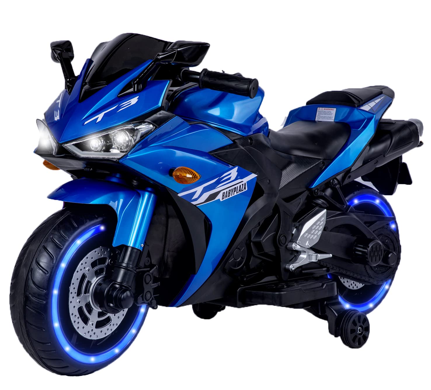 TAMCO 12V Kids Electric Ride-On Motorcycle Toy with Hand Racing, Foot Brake & LED Light Wheels - Perfect for Outdoor Play & Birthday Gifts for Boys & Girls Ages 3-8