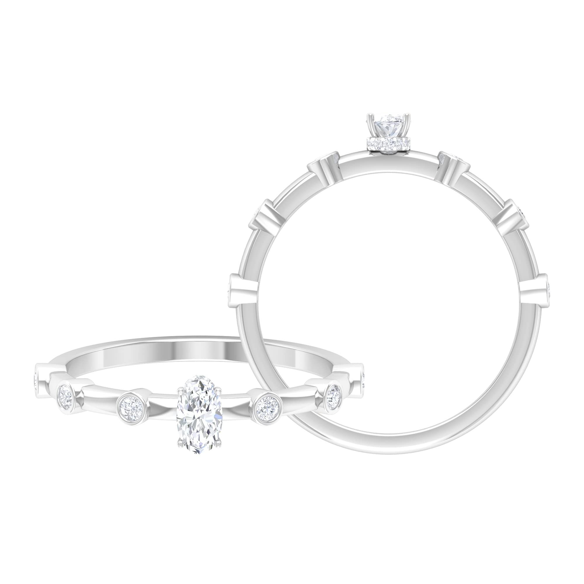 0.50 CT Oval Cut Diamond Solitaire Ring for Women - 14K Solid Gold Engagement Ring, Wedding Band, Anniversary Gift - Perfect for Proposals, Bridal Jewelry & Special Occasions