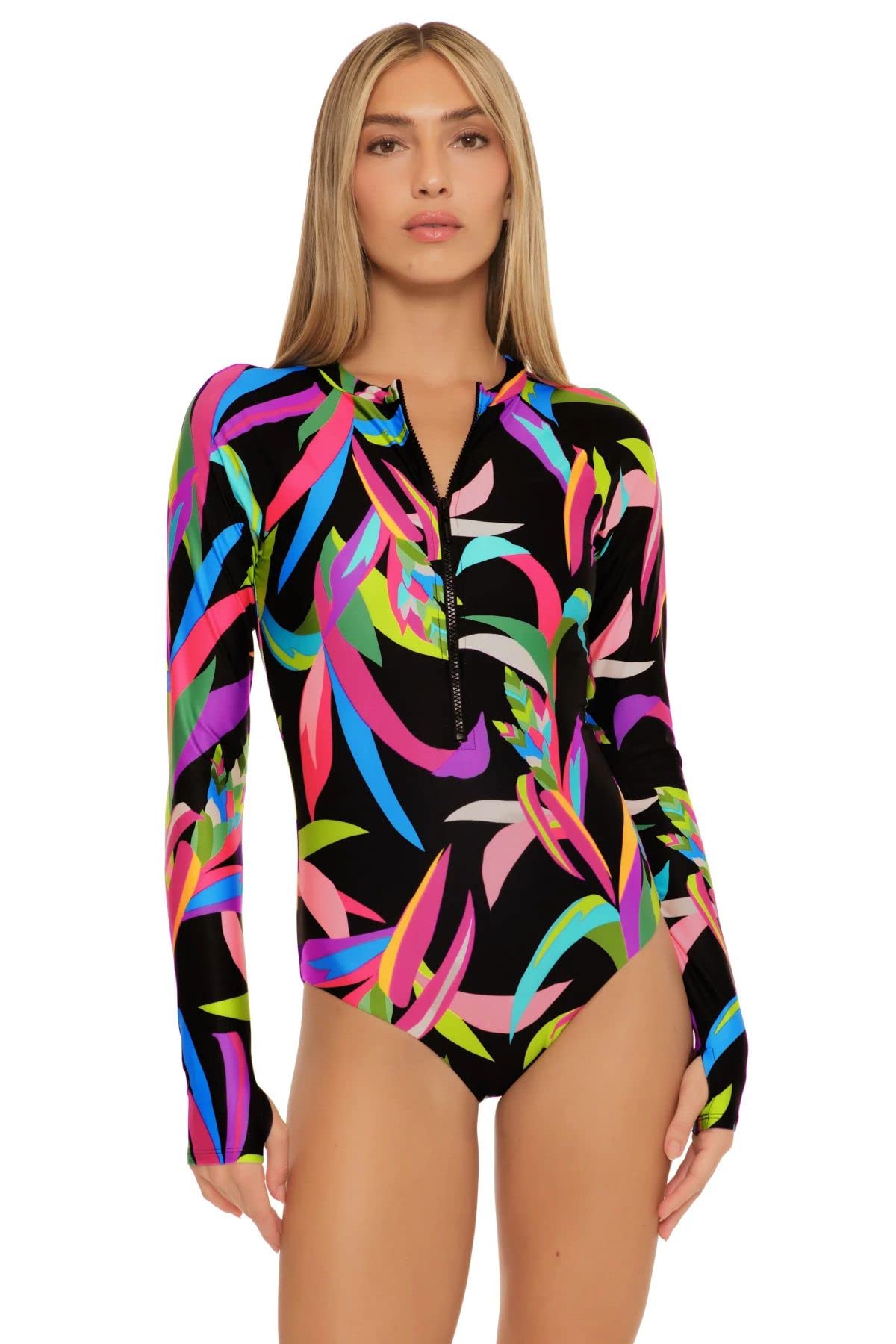 Trina Turk Women's One Piece Swimsuit - Birds of Paradise Print Paddle Suit for Beach, Pool & Vacation | Flattering Swimwear for Women