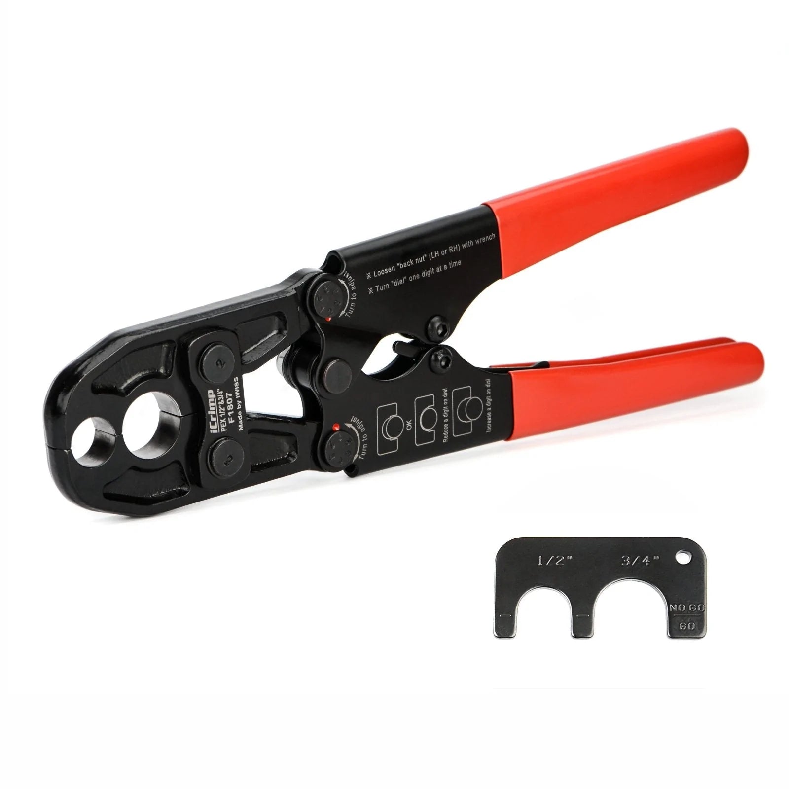 Professional PEX Crimp Tool Set - 1/2 inch & 3/4 inch Copper Crimp Ring Plier with Go/No Go Gauge - Perfect for Plumbing, HVAC, and Water Supply Line Installations