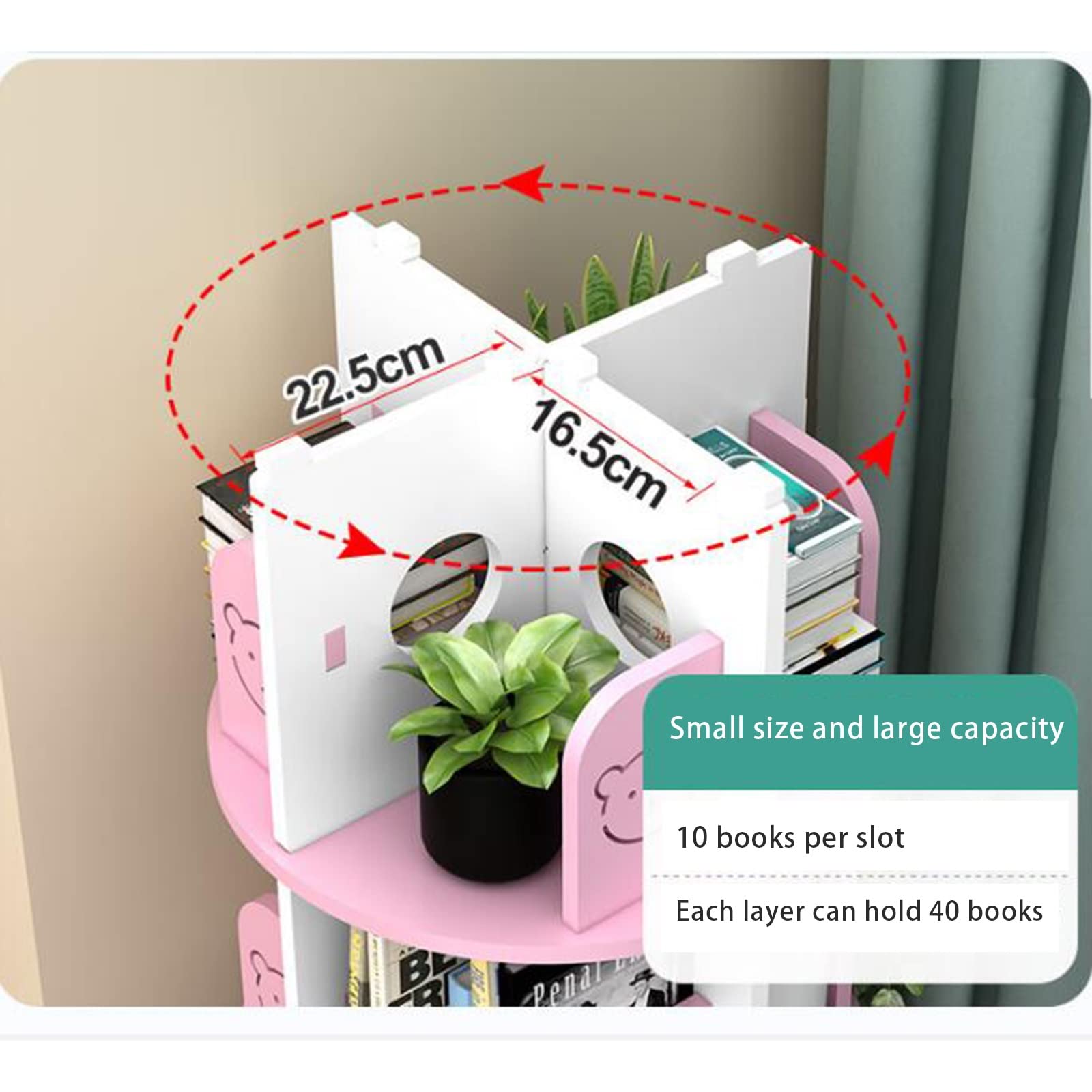 360° Rotating White Stackable Shelf Organizer - 46 x 128cm Storage Shelving Unit for Living Room, Home Office & Bedroom - Space-Saving Multi-Purpose Organizer for Books, Decor & Office Supplies