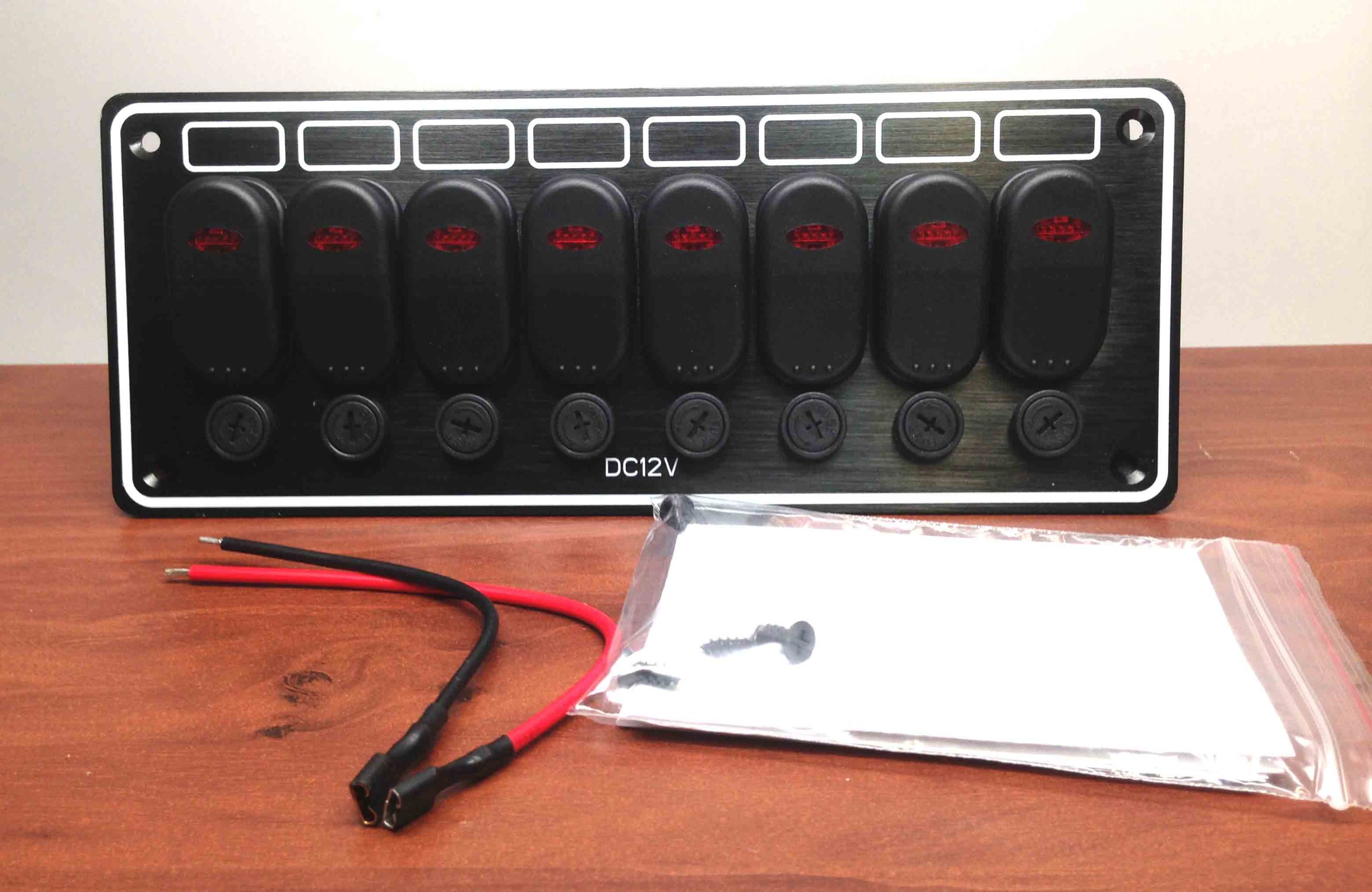 Marine Boat 8 Gang Waterproof Switch Panel - 12V DC Aluminum Control Panel (3.75