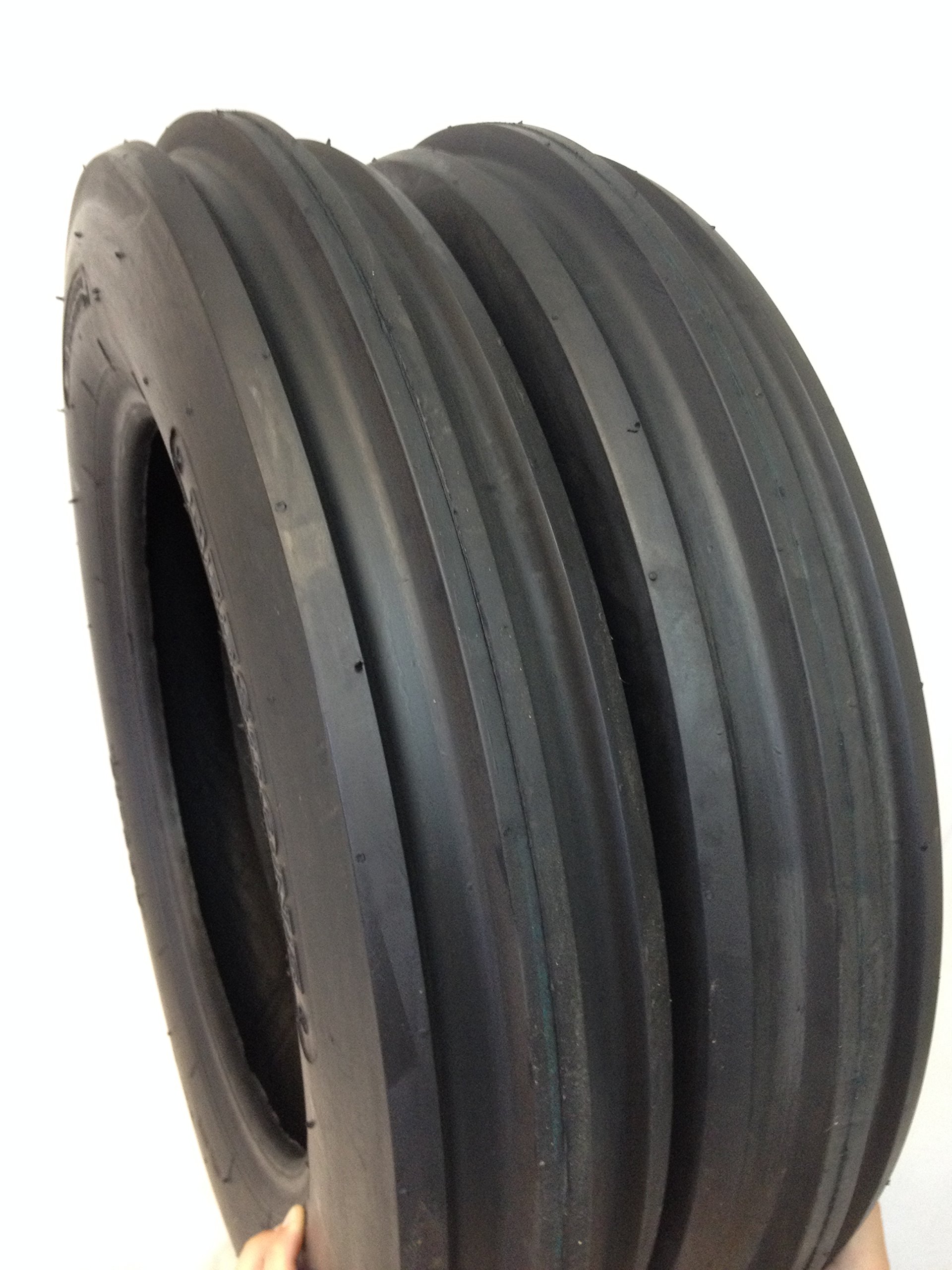 DEESTONE Two 5.00-15 Rib Tractor Tires with Tubes 500-15 Three Rib - Heavy Duty Agricultural Tires for Farm Equipment, Tractors and Trailers - Ideal for Field Work, Plowing and Hauling