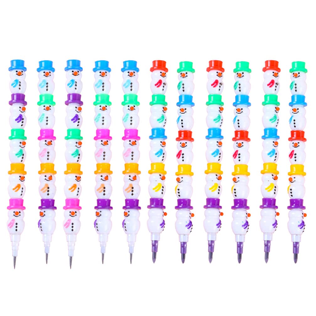 20Pcs Stackable Snowman Pencils - Colorful Christmas Party Favors & Goody Bag Fillers for Kids | Holiday Classroom Gifts, Stocking Stuffers, Winter Craft Activities
