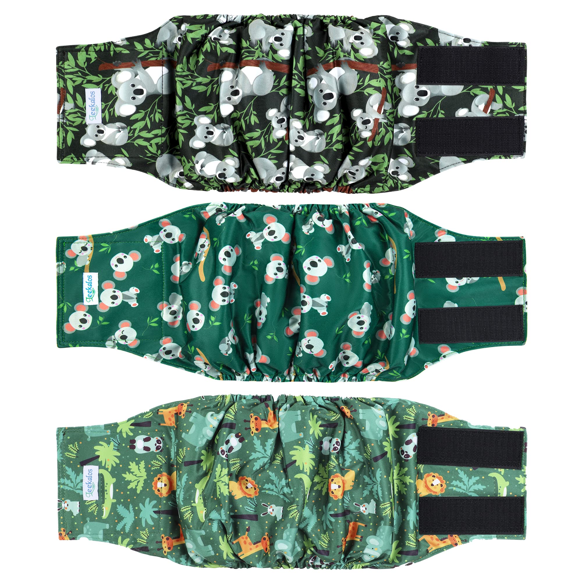 Leekalos Male Dog Diapers (3 Pack) - High Absorbency Washable Belly Bands for Large Male Dogs | Reusable Pet Incontinence Wraps | Perfect for House Training, Travel & Senior Dogs (Koala Print, X-Large)