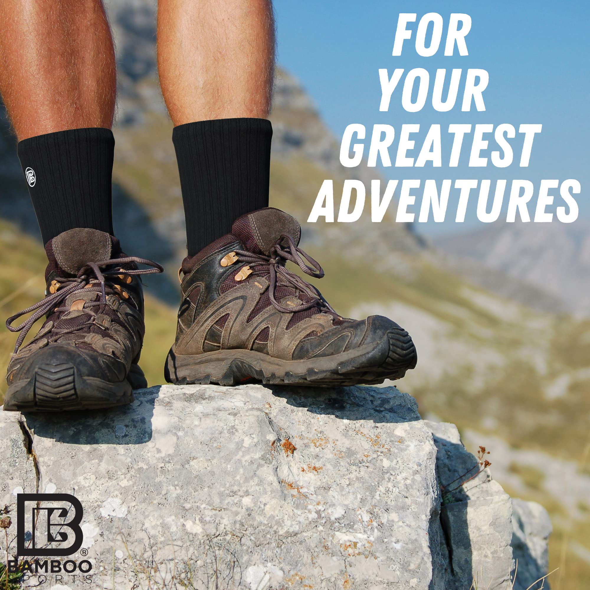 Premium Bamboo Crew Work Socks for Men & Women - Moisture Wicking, Odor Resistant, Breathable & Comfortable - Ideal for Sports, Hiking, Running & Daily Wear
