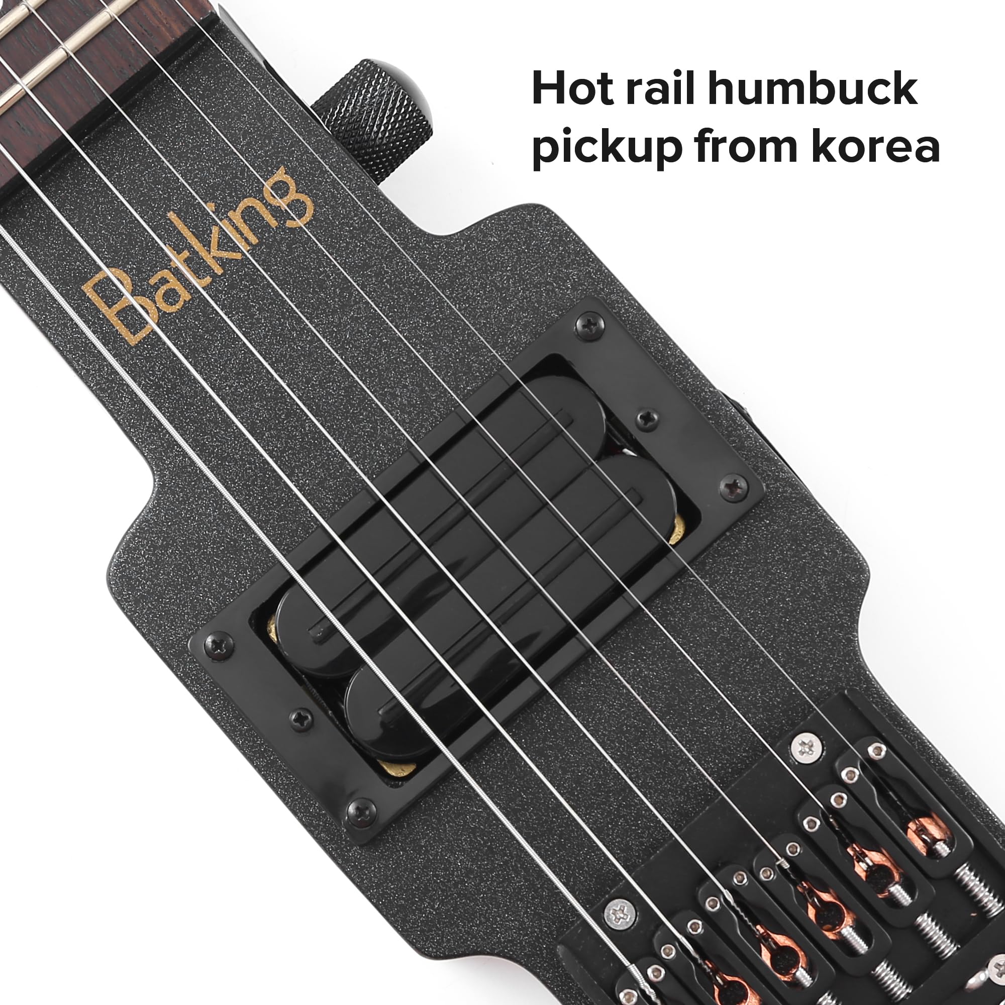 Headless Travel Electric Guitar - 6 String One-Piece Canadian Maple Neck Through Body Design with Brass Fixed Bridge & Gig Bag | Perfect for Buskers, Camping & Portable Music Practice