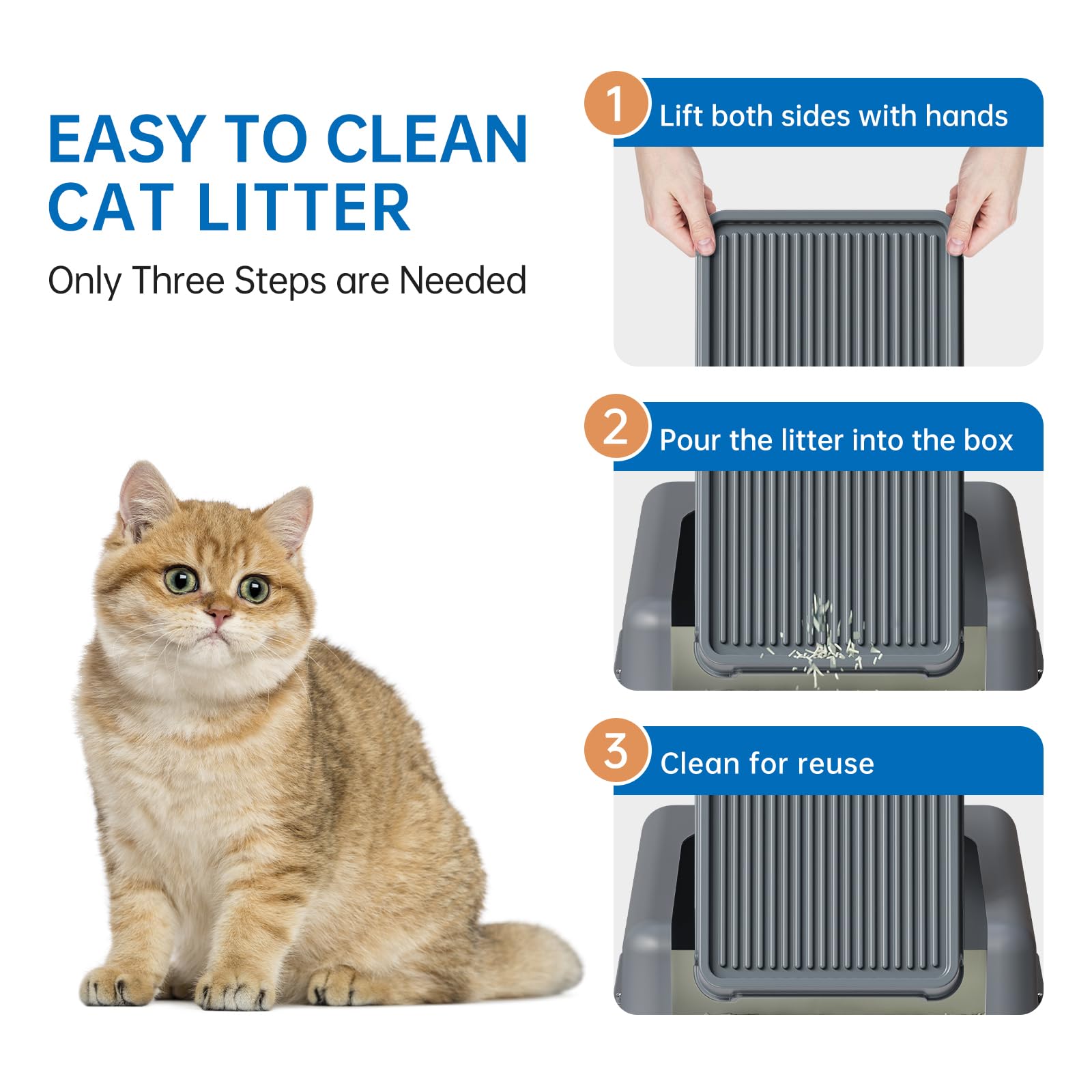 Washable Cat Litter Box Ramp with Filter Function - Non-Slip Pet Steps for Elderly & Small Cats (14