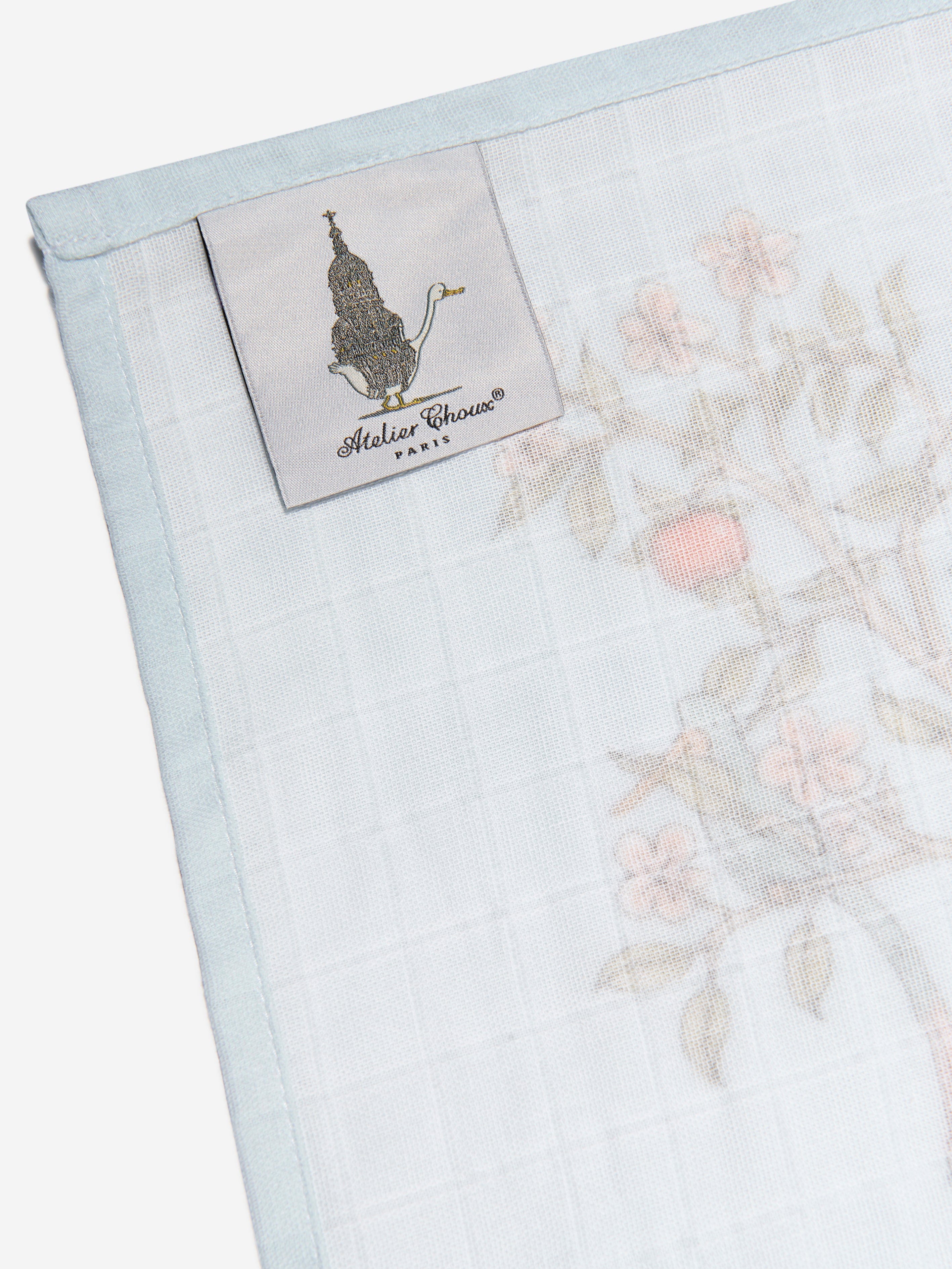 Atelier Choux Premium Baby Boys In Bloom Swaddle Blanket - Soft 100cm Blue Organic Cotton Wrap for Newborns | Perfect for Nursery, Photo Shoots & Gift Giving