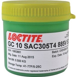 Loctite IDH 1993881 GC 10 No-Clean SAC305 Solder Paste - T4 Temperature Stable (500g Jar) for Electronics Repair and PCB Assembly