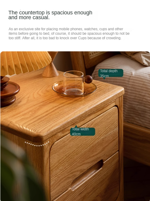 Solid Oak Wood Nightstand - Sturdy Bedside Table with Drawer for Bedroom, Living Room, or Guest Room - Perfect for Storage and Decor