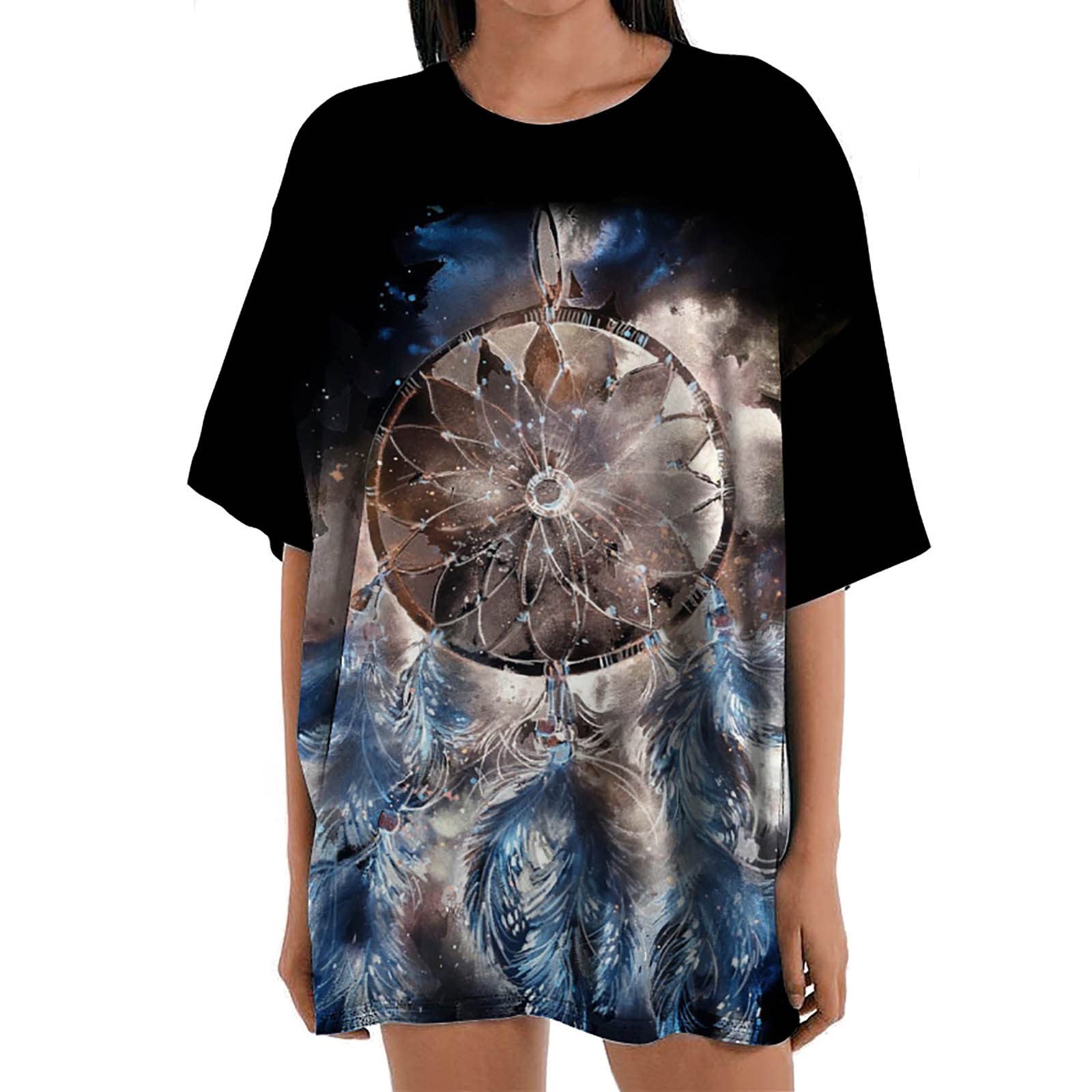 Vintage Women's T-Shirts - Short Sleeve Printed Casual Summer Tops & Blouses - Plus Size Ladies Fashion for Everyday Wear, Beach Outings, and Weekend Relaxation