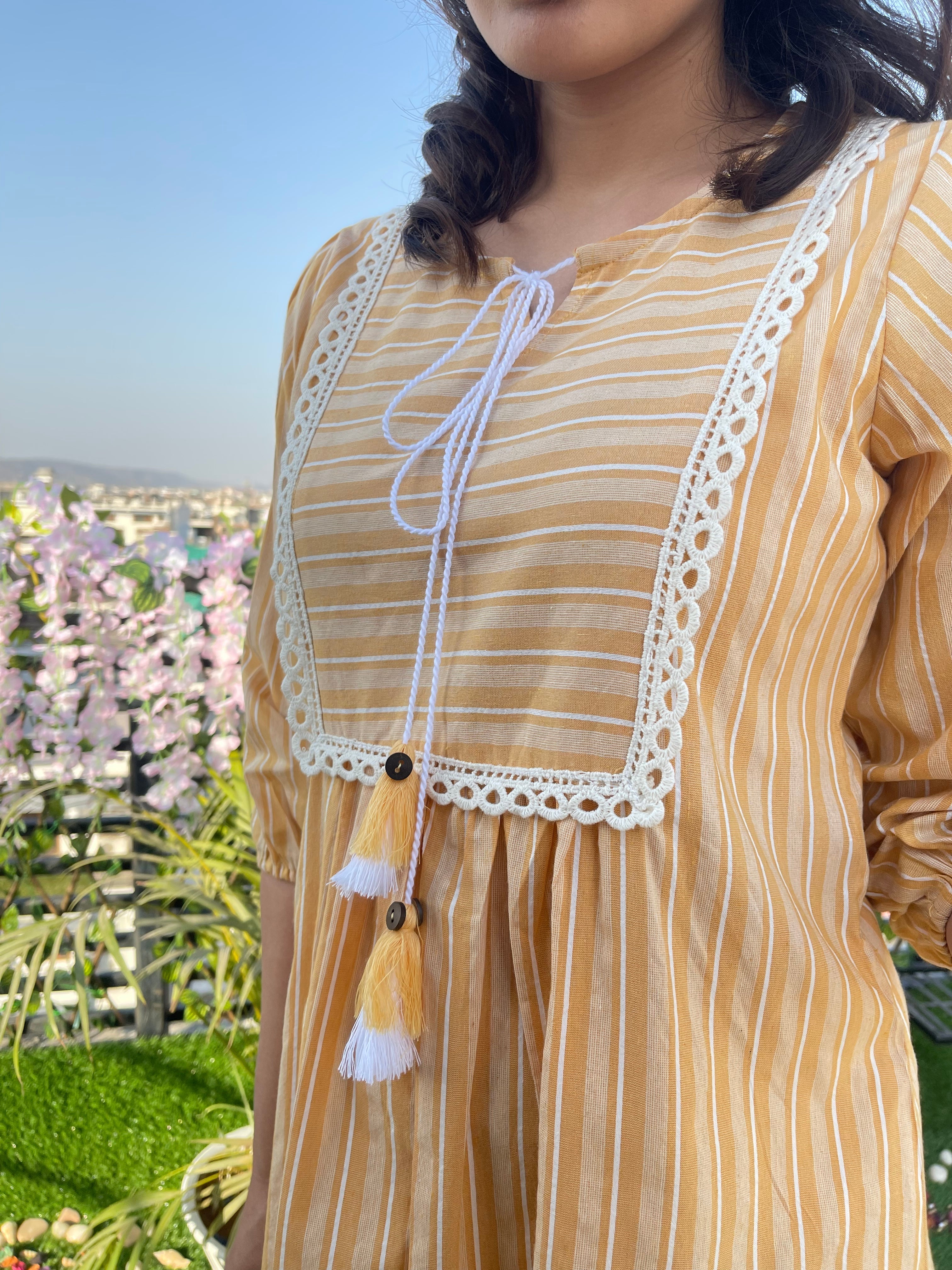 Stylish Yellow Printed Cotton Kurta Set for Women | Traditional Indian Ethnic Wear | Perfect for Festivals, Weddings & Casual Outings