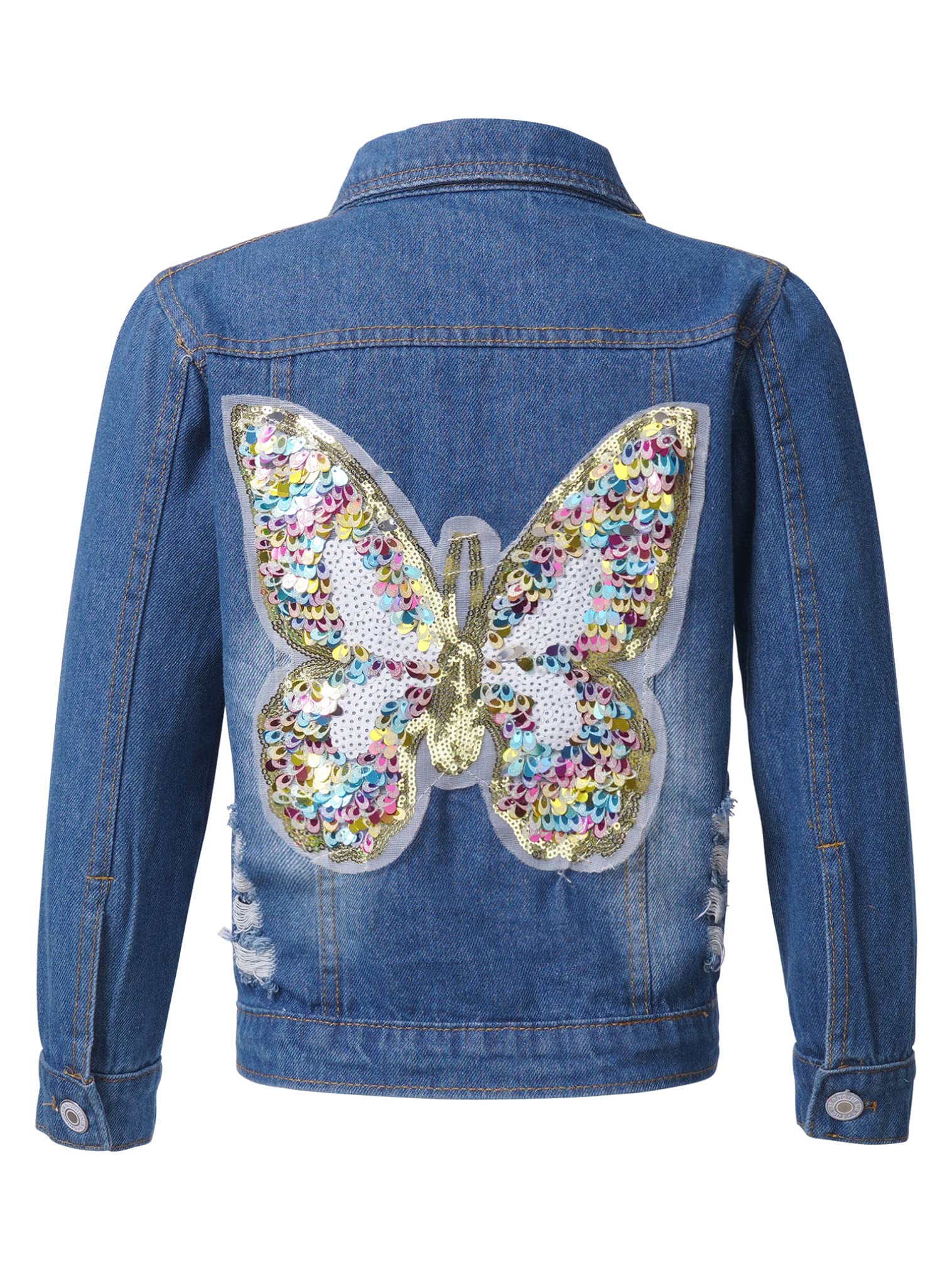 FEESHOW Girls Denim Jacket for Toddlers & Kids - Button Down Jean Jacket with Floral Embroidery, Cute Outerwear Coat for Spring & Fall - Perfect for School, Playdates & Outdoor Activities