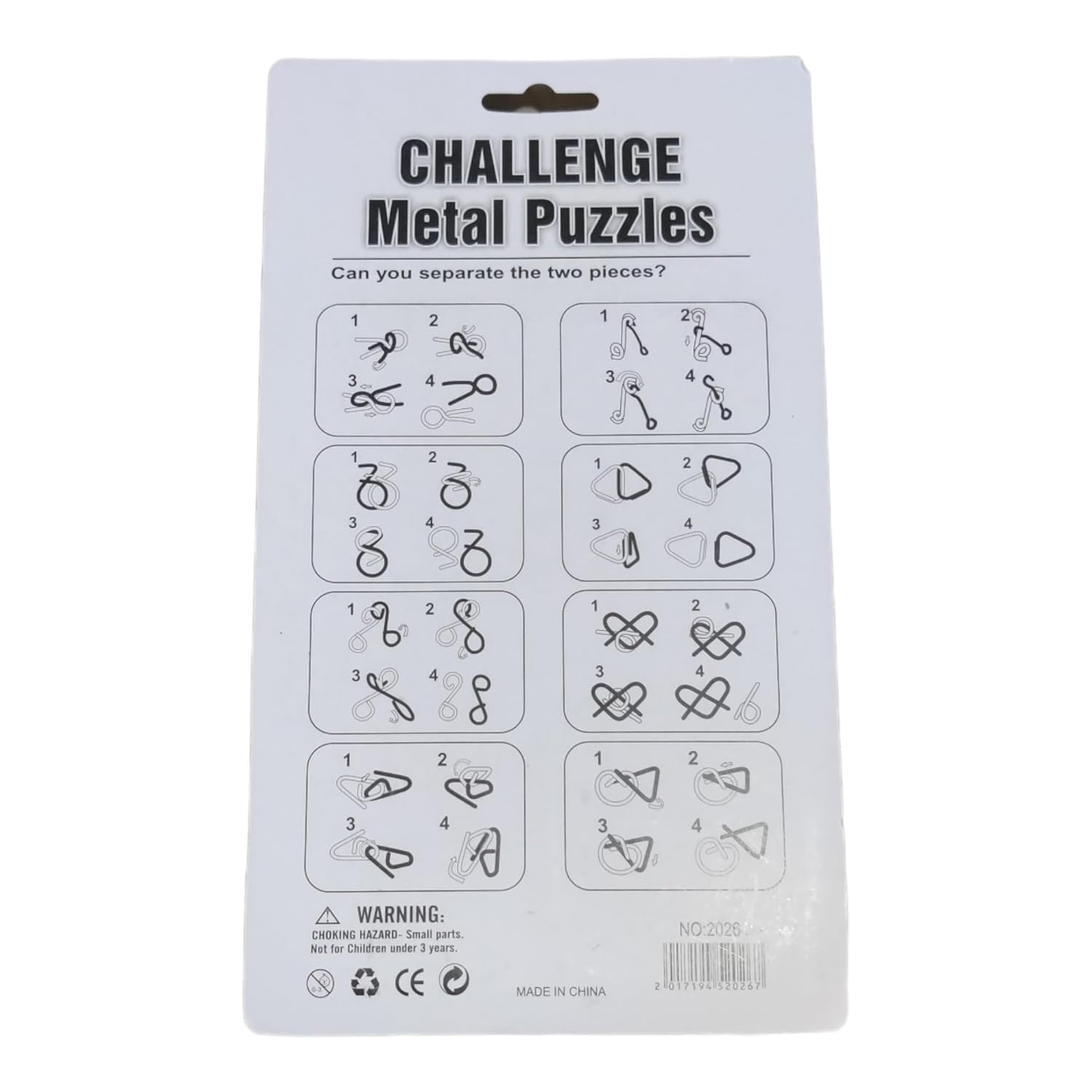Brain Teasers Metal Wire Puzzle Toys - 6 Set Blue IQ Brain Teaser Games for Adults & Kids | Perfect for Gifts, Party Favors, Classroom Prizes | Enhance Problem-Solving Skills at Home, Office, or Travel