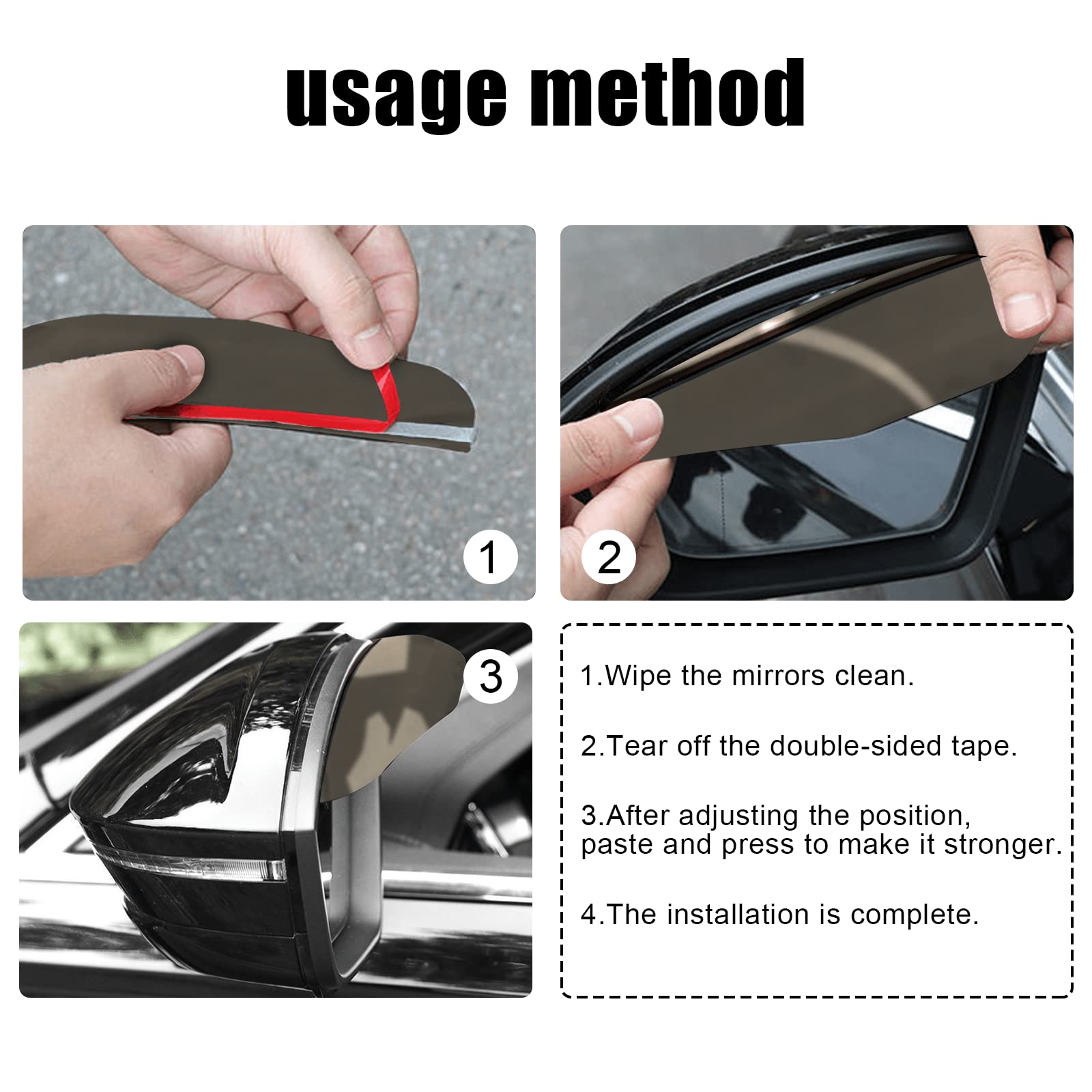 Carbon Fiber Car Mirror Rain Visors (2Pcs) - Universal Fit for Cars, Trucks & SUVs - Weather Protection for Driving