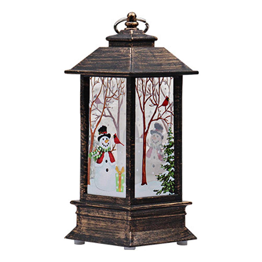 Veemoon Christmas Candle Lantern - Battery Powered LED Table Lamp with Snowman/Santa Design - Holiday Home Decor for Mantel, Dining Table & Gift Giving