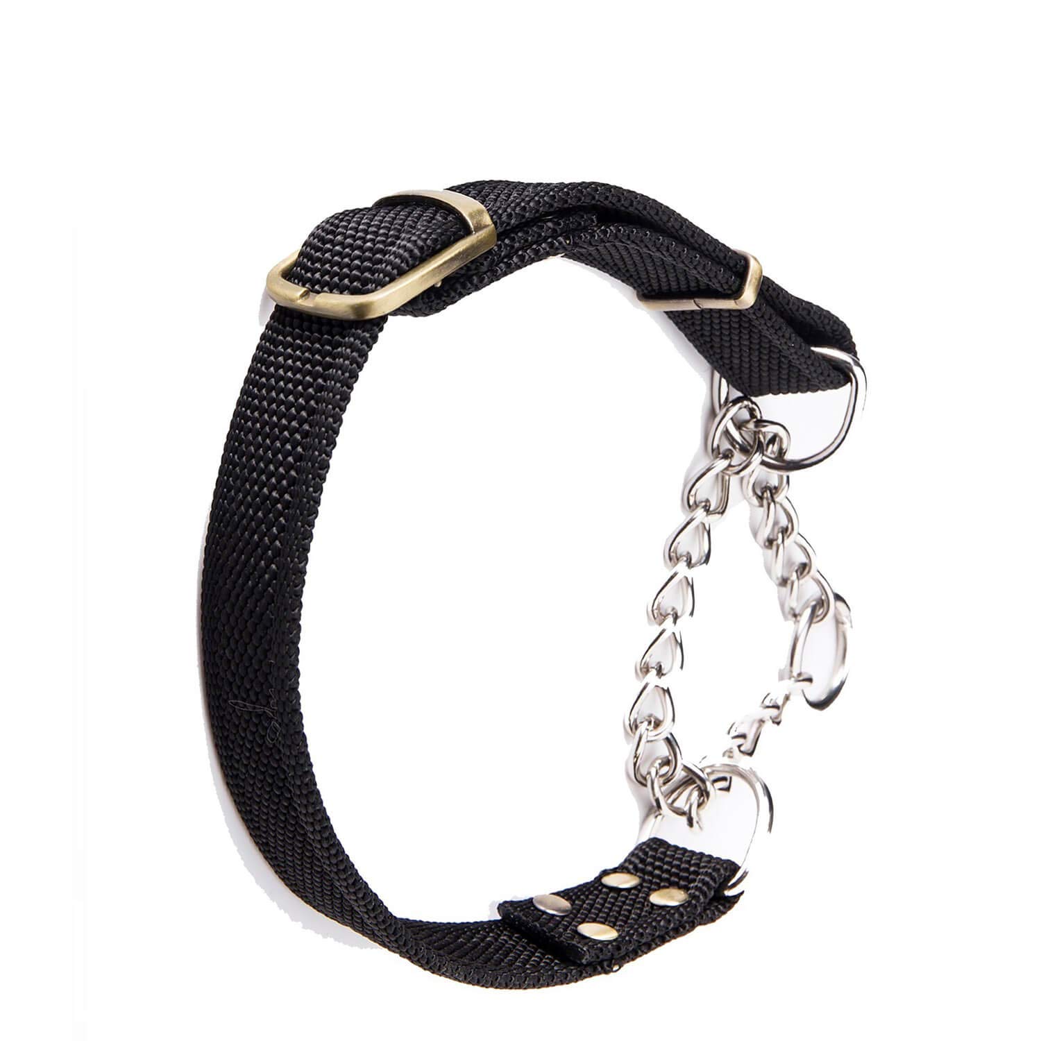 WePet Heavy Duty Martingale Dog Collar - Stainless Steel & Nylon Chain, Escape Proof, 250lb Pull Strength - Perfect for Training, Walking, Running & High Activity Dogs (Large, Black) - Ideal for Active Dogs, Outdoor Adventures & Obedience Training