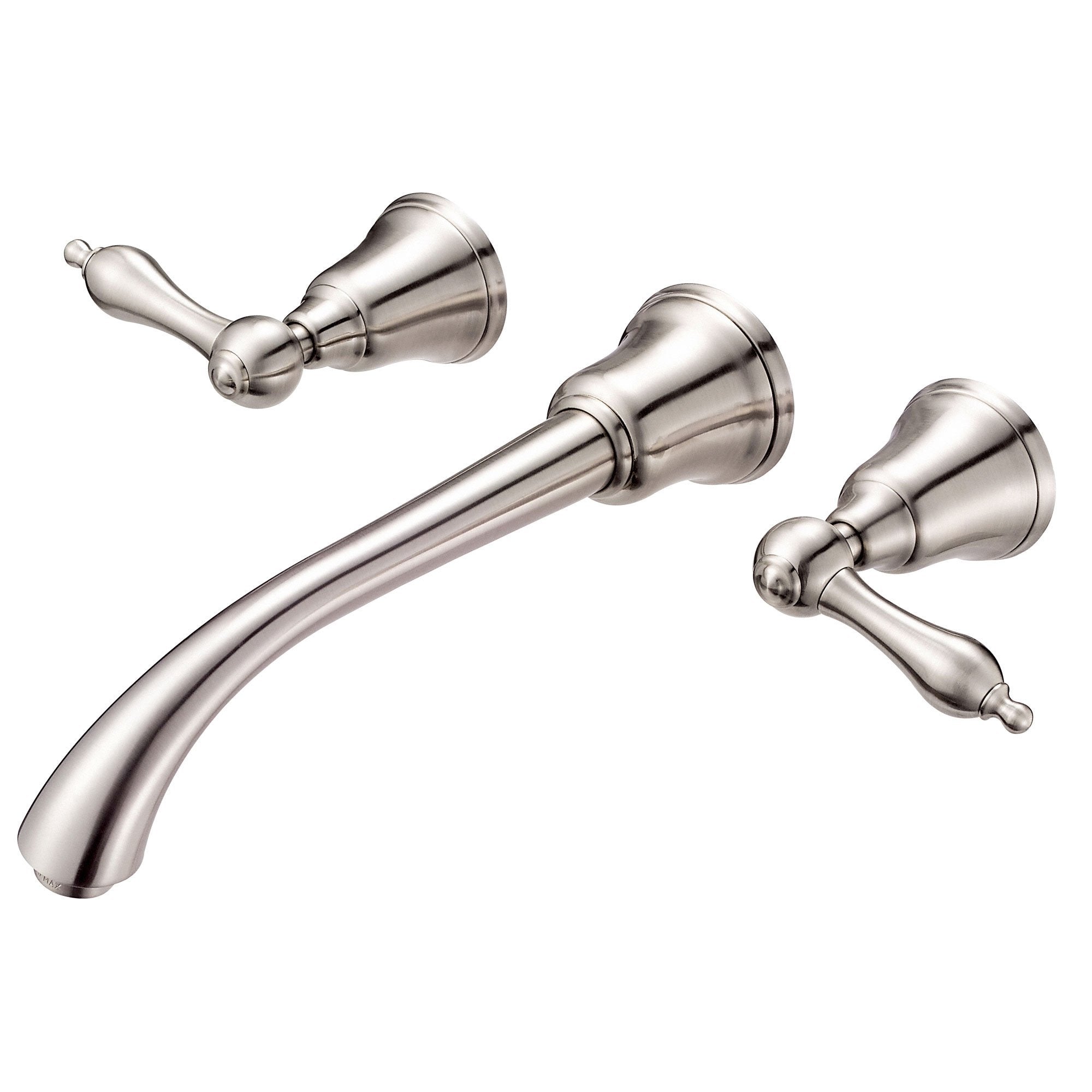 Danze Fairmont Brushed Nickel Wall Mounted Bathroom Faucet with Touch Drain & Rough-in Valve - Modern Waterfall Spout for Powder Rooms, Guest Baths & Small Space Vanities