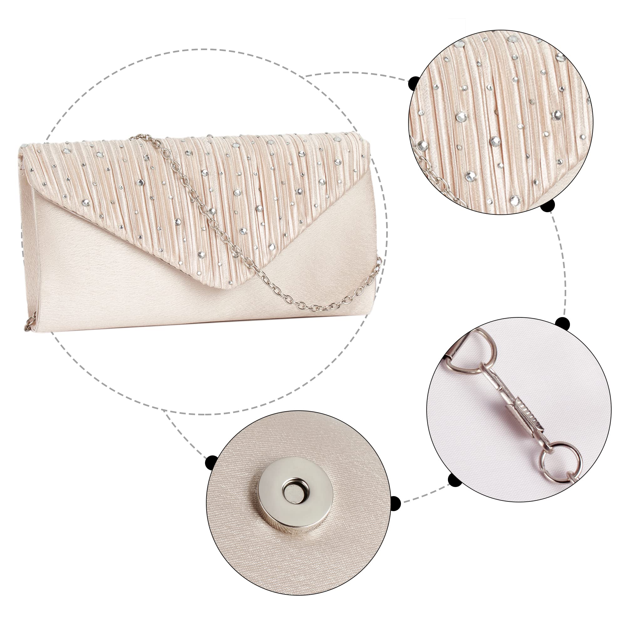 Elegant Satin Clutch Purse for Women - Party Evening Bag with Flap Envelope Design - Perfect for Weddings, Prom, Cocktail Parties & Formal Events