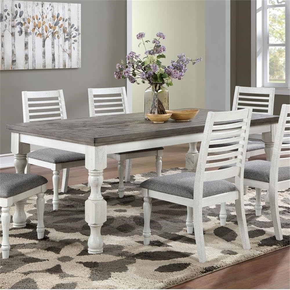 Antique White Treon Wood Rectangle Counter Height Dining Table - Modern Farmhouse Style for Kitchen, Dining Room & Small Spaces