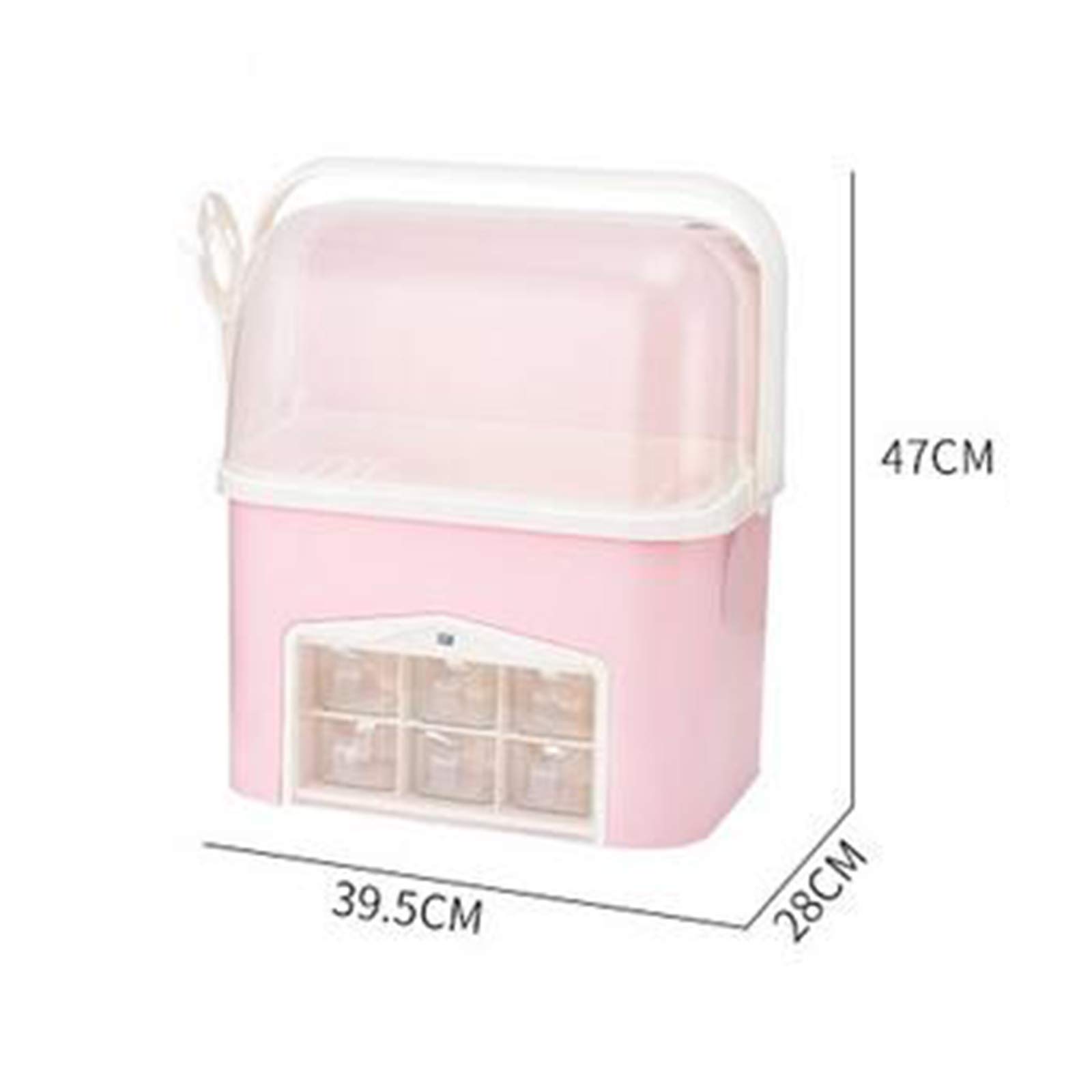 6-Piece Spice Jar Organizer with Dust Cover - Large Capacity Kitchen Storage Box for Seasonings, Drawer Spice Rack - Perfect for Pantry, Cabinet & Countertop Organization (Pink)