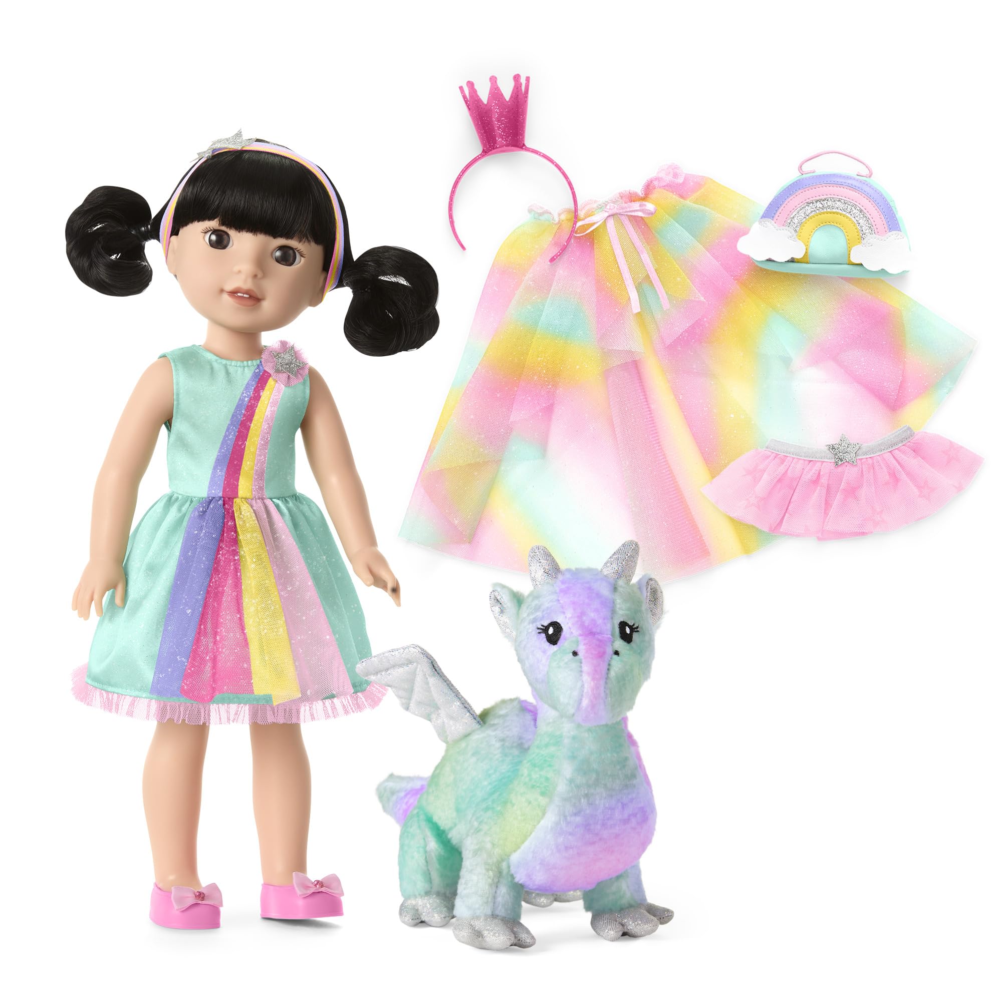 WellieWishers Emerson Doll Set with Dress & Storybook - Perfect for Kids 4+