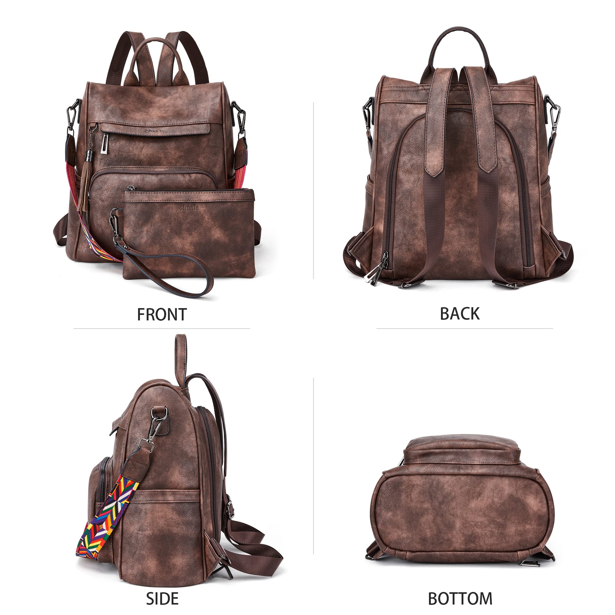 Shrrie Women's PU Leather Anti-Theft Travel Backpack Purse - Stylish Shoulder Bag with Tassel for Work, College & Daily Commute