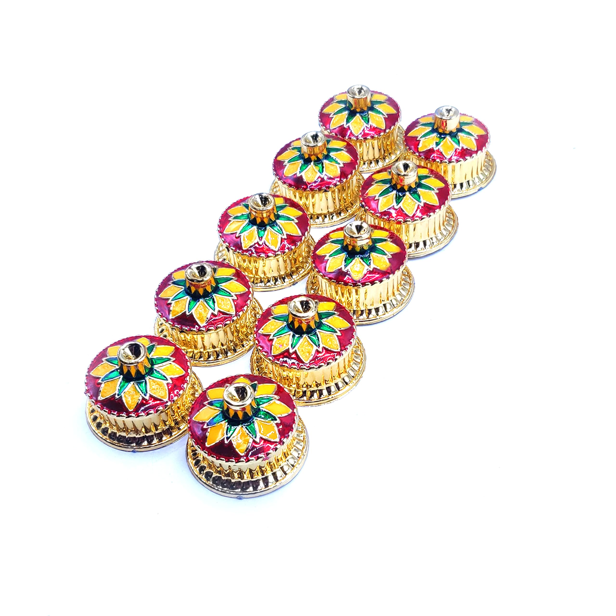 Handmade Decorative Kumkum Holder Tray Set - Traditional Indian Pooja Platter for Home Temple (10 Pieces) - Perfect for Diwali, Puja Ceremonies & Spiritual Decor
