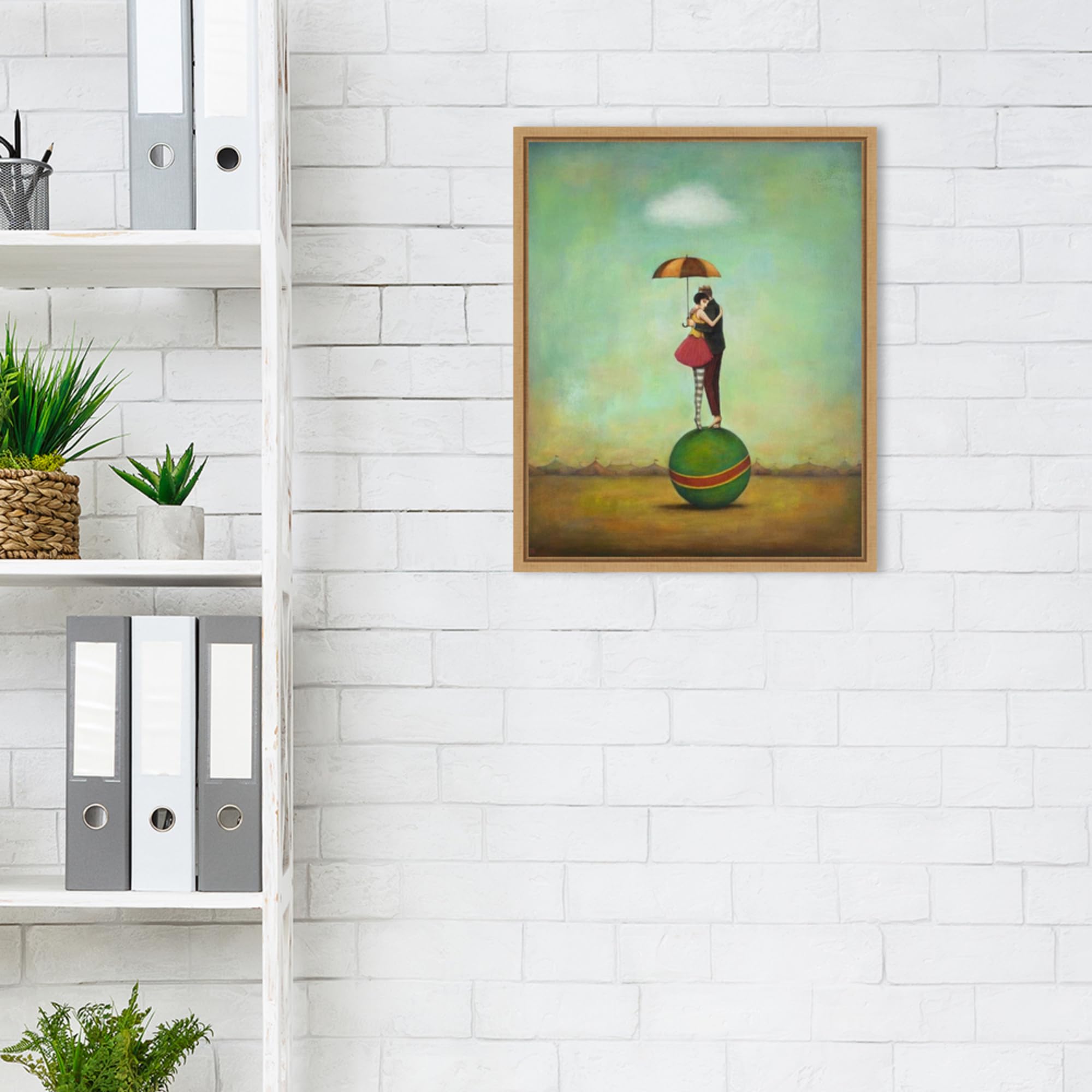 Amanti Art Framed Canvas Wall Art 20x16 - Circus Romance by Duy Huynh, Modern Framed Wall Decor, Small Poster Painting for Living Room, Bedroom, Bathroom & Kitchen - Perfect for Home, Office & Gift Giving