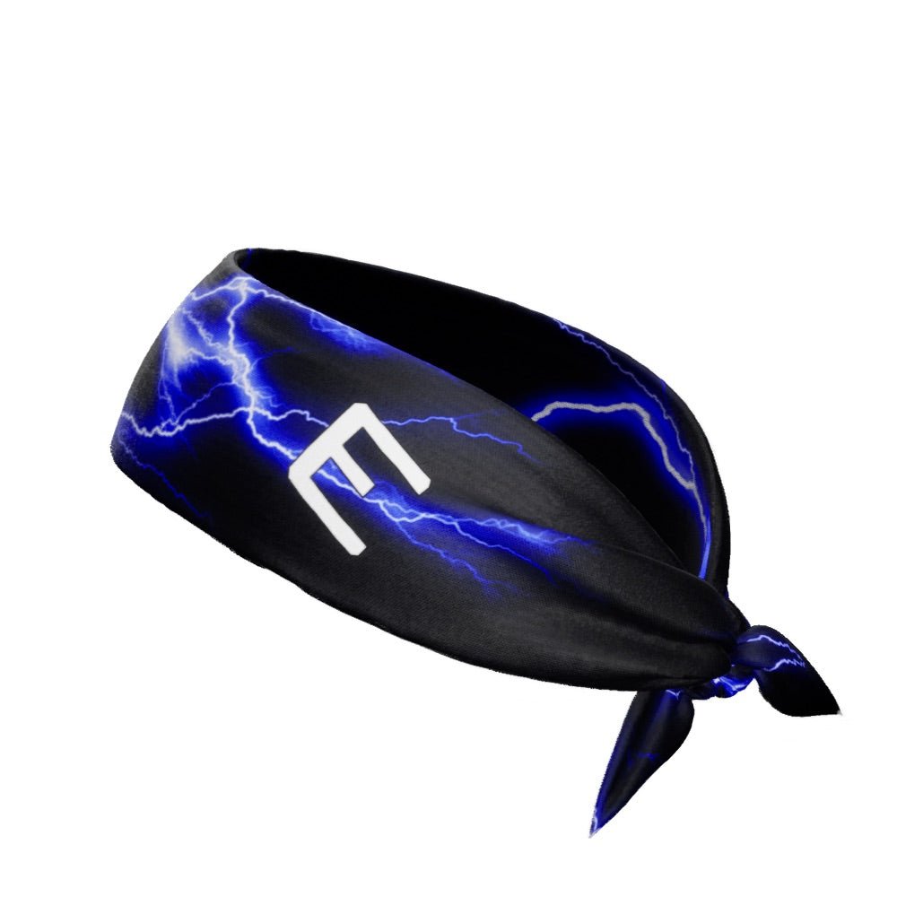 Blue Lightning Tie Headband - Adjustable Sports Headband for Men & Women - Perfect for Running, Yoga, Workouts & Outdoor Activities