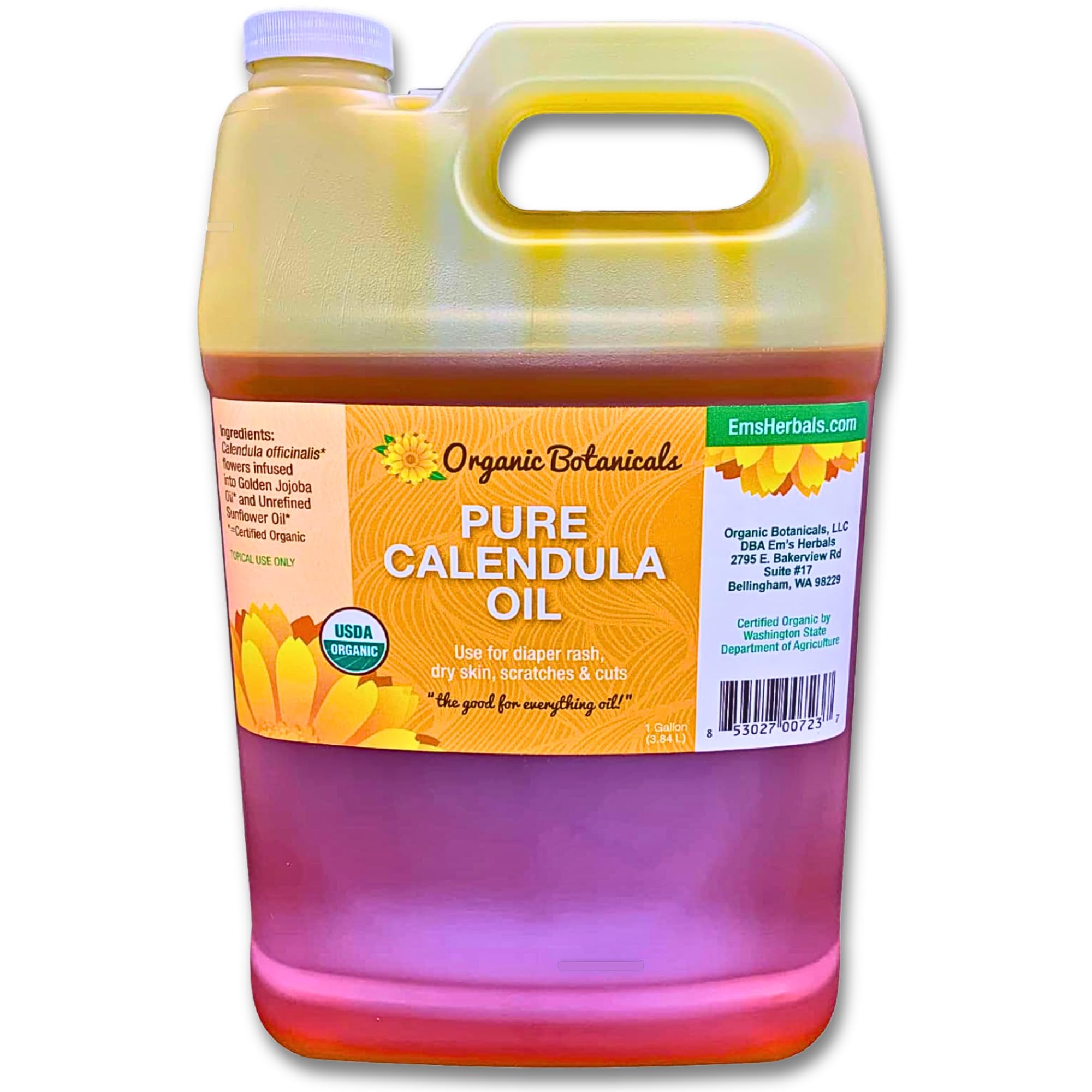 Organic Calendula Oil for Skin - Trauma Oil, Eczema Relief, Certified Organic Skincare from Local Calendula Flowers, 1 Gallon - Perfect for Dry Skin, Healing Wounds & Sensitive Skin Care