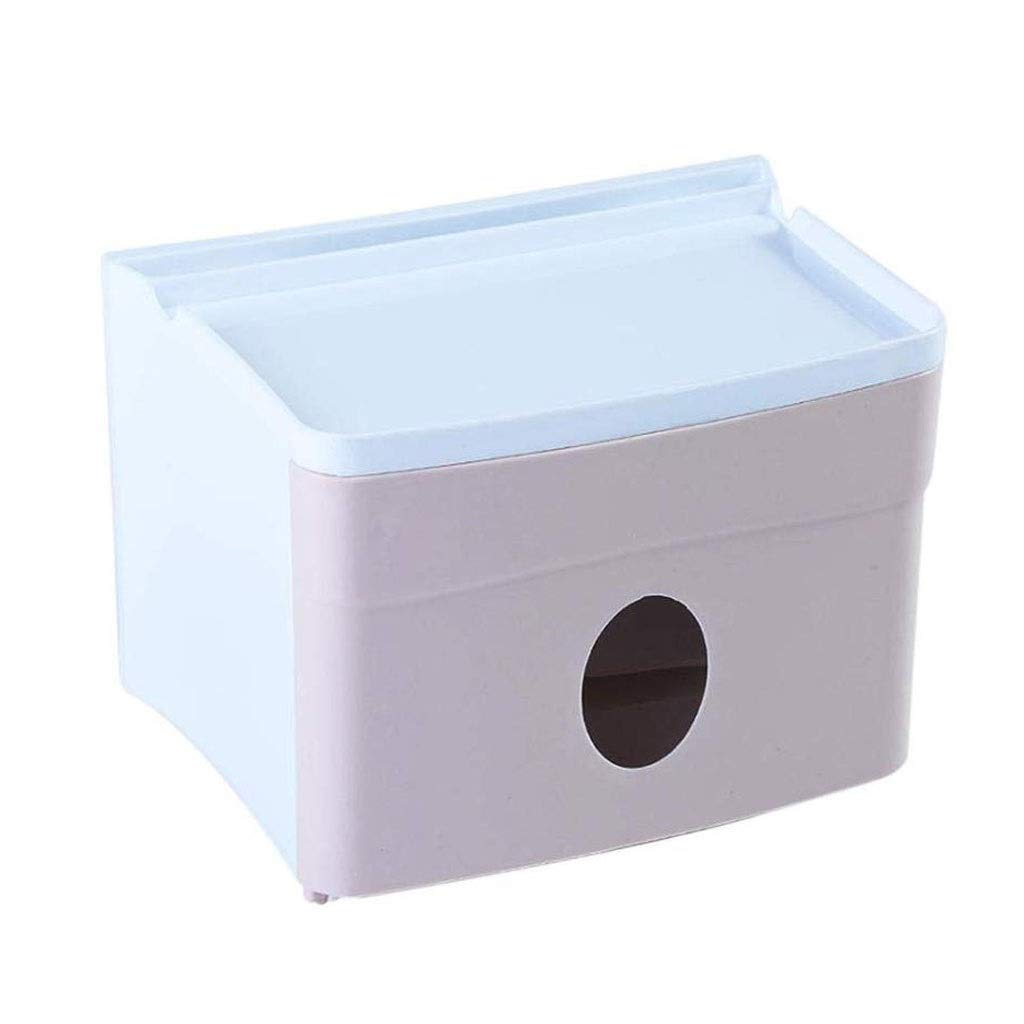 CUJUX Waterproof Tissue Box Holder - Plastic Wall-Mounted Bathroom Toilet Paper Dispenser (Pink) - Ideal for Bathroom, Kitchen, RV & Boat Use