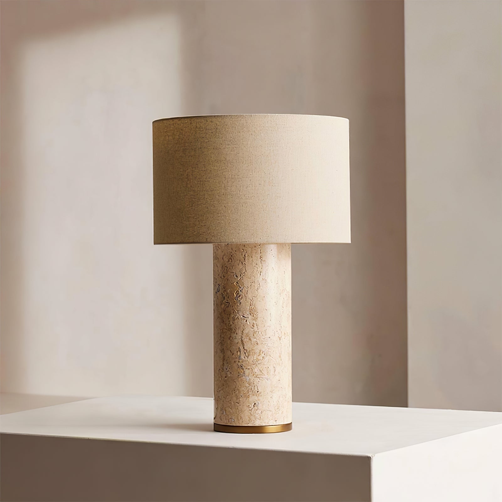 Aria Stone Table Lamp - Modern Decorative Bedside Lighting for Bedroom, Living Room & Office - Dimmable LED Nightstand Lamp with Natural Stone Base