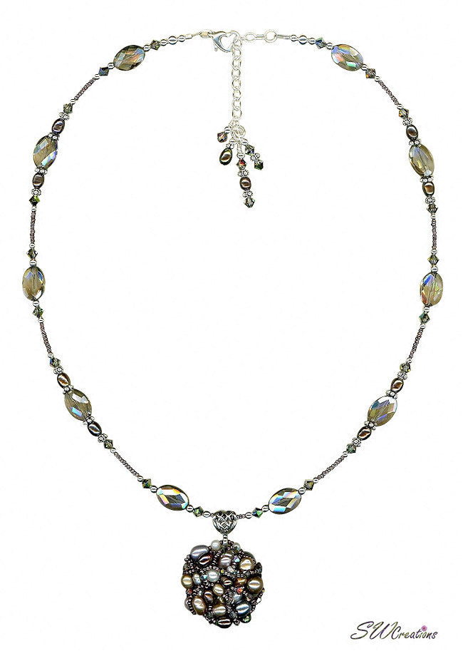 Rutilated Quartz Vitrail Crystal Bead Art Necklace - Handmade Boho Jewelry for Women - Perfect for Spiritual Healing, Meditation & Special Occasions