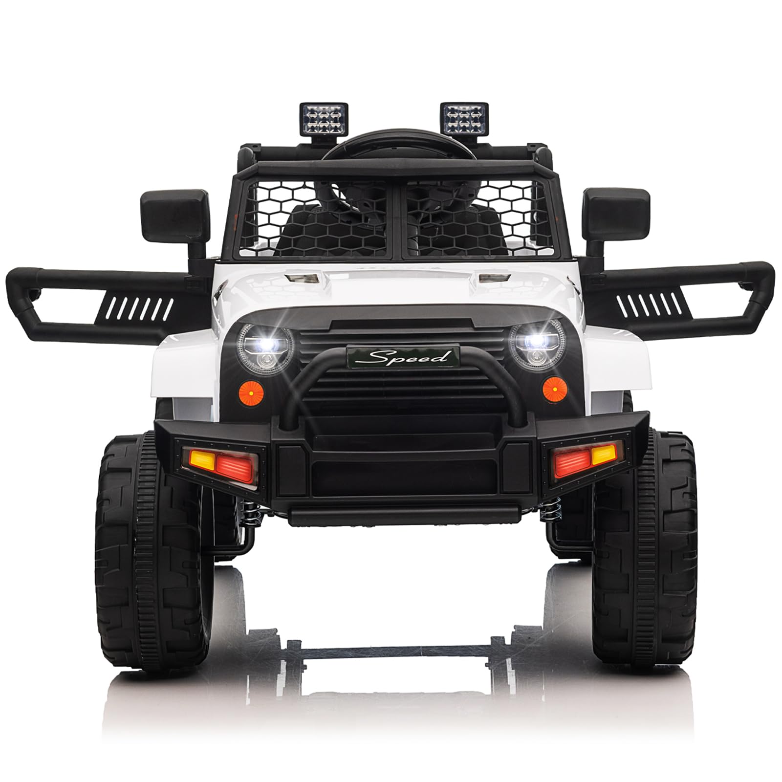 12V Battery Powered MOLACHI Ride On Truck with Remote Control - Electric Toy Car for Kids with Spring Suspension, 3 Speed Settings & LED Lights (White) | Perfect for Indoor & Outdoor Play, Birthday Gifts for Boys & Girls