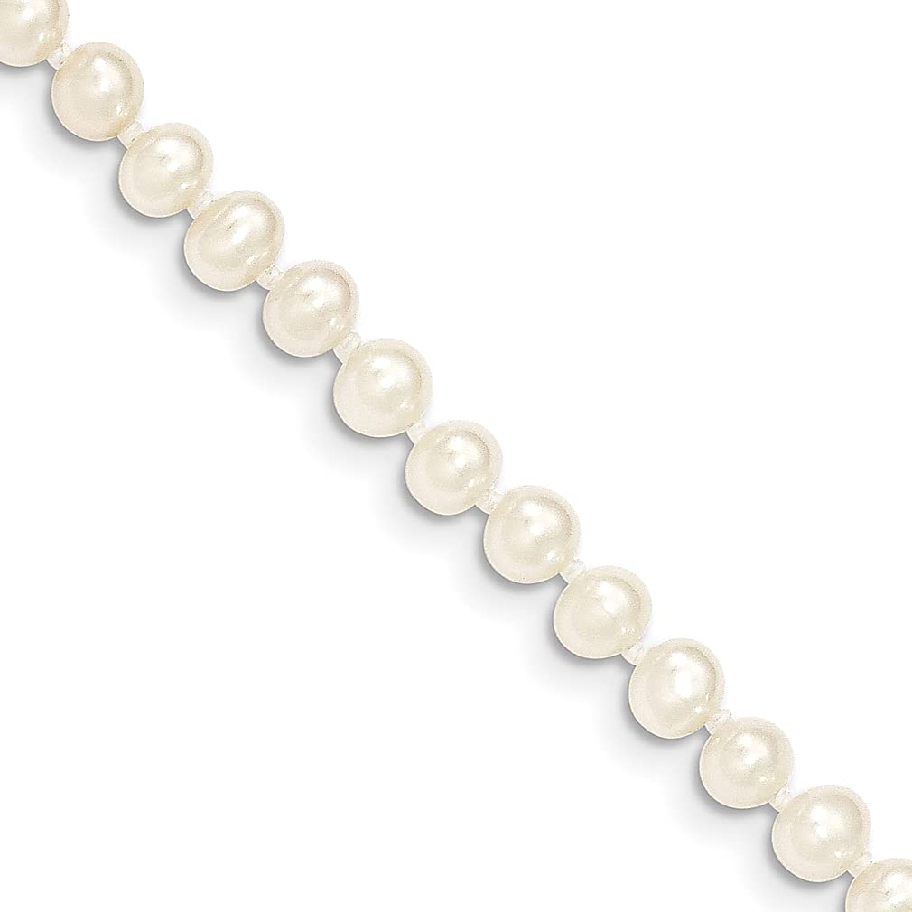 14K Yellow Gold 5mm White Near Round Freshwater Cultured Pearl Necklace with Pendant - Elegant Fine Jewelry for Women, Perfect Gift for Her - Ideal for Weddings, Anniversaries and Special Occasions
