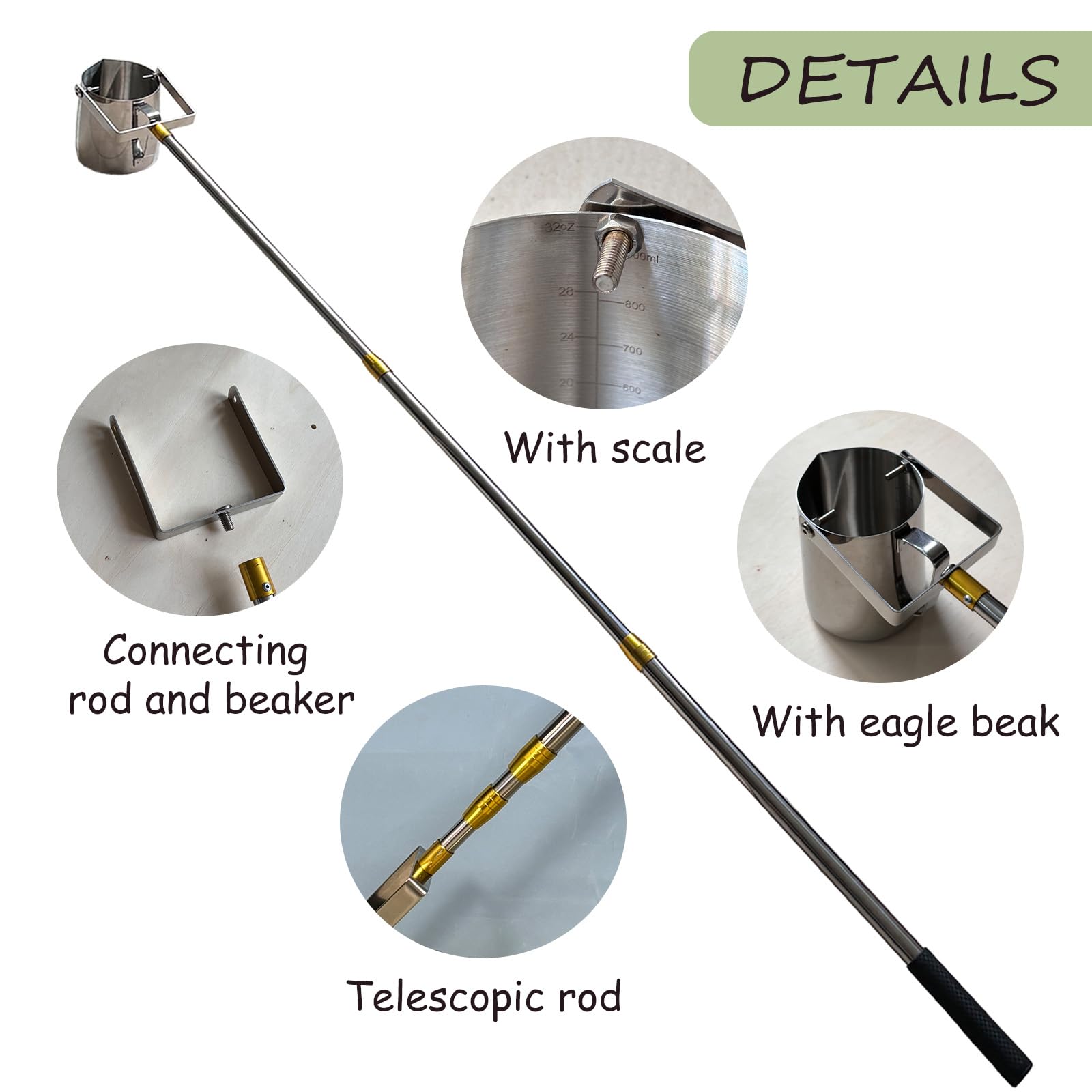 900ml Telescopic Water Sampler for Lab Testing | Food & Beverage Quality Control | Environmental Water Sampling | Portable Water Collection Device for Research & Field Work