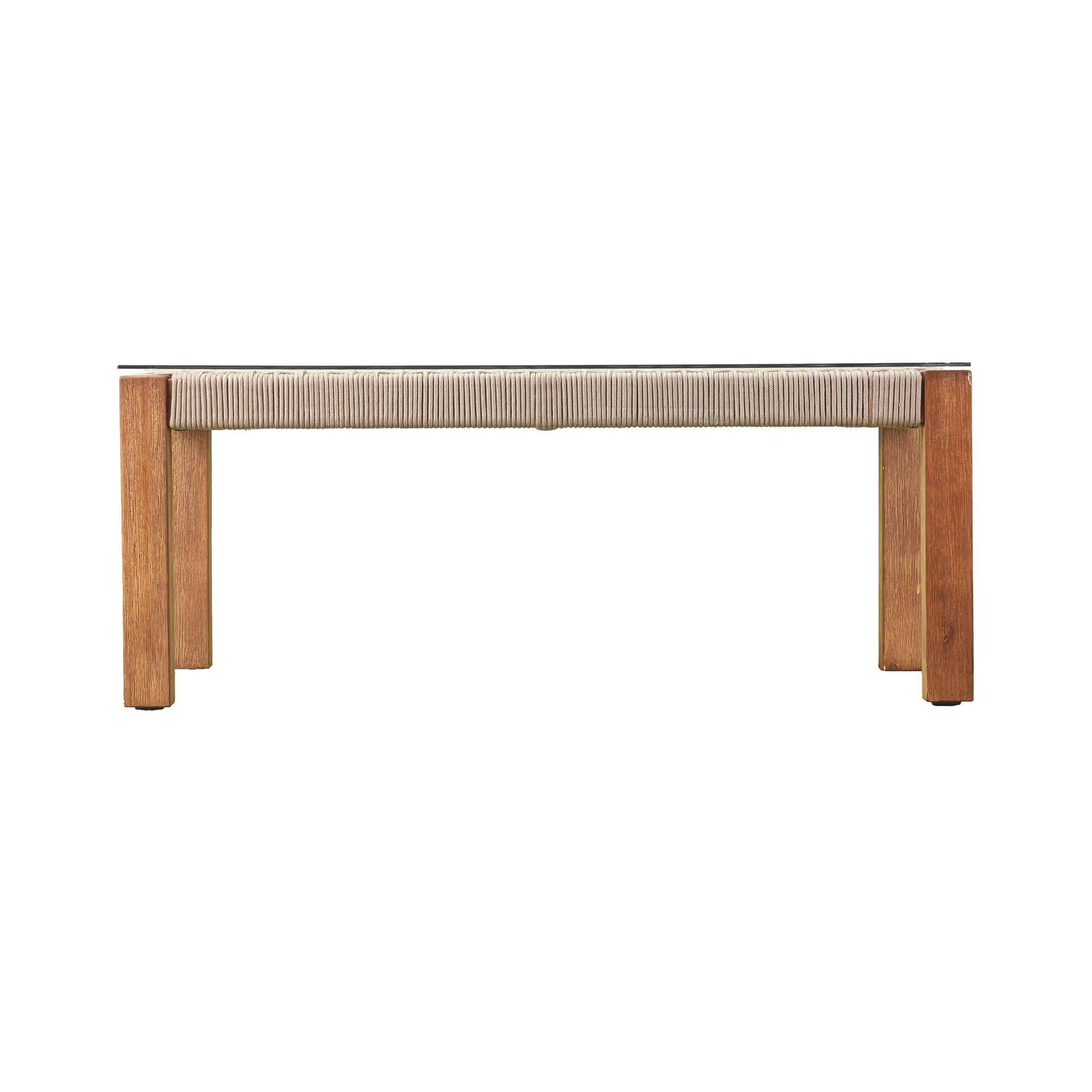 SEI Furniture Brendina Outdoor Glass-Top Cocktail Table - Natural Rattan Coffee Table for Patio, Poolside & Garden Decor - Weather-Resistant Side Table for Outdoor Living Spaces