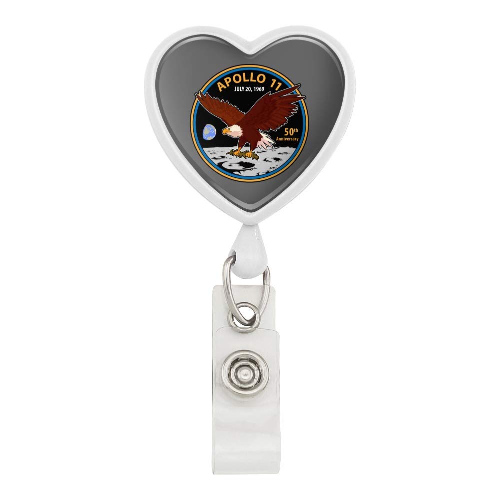 NASA Apollo 11 50th Anniversary Commemorative Patch - Eagle Landing on Moon Design - Retractable ID Badge Holder with Lanyard - Perfect for Space Enthusiasts, Collectors and Office Workers