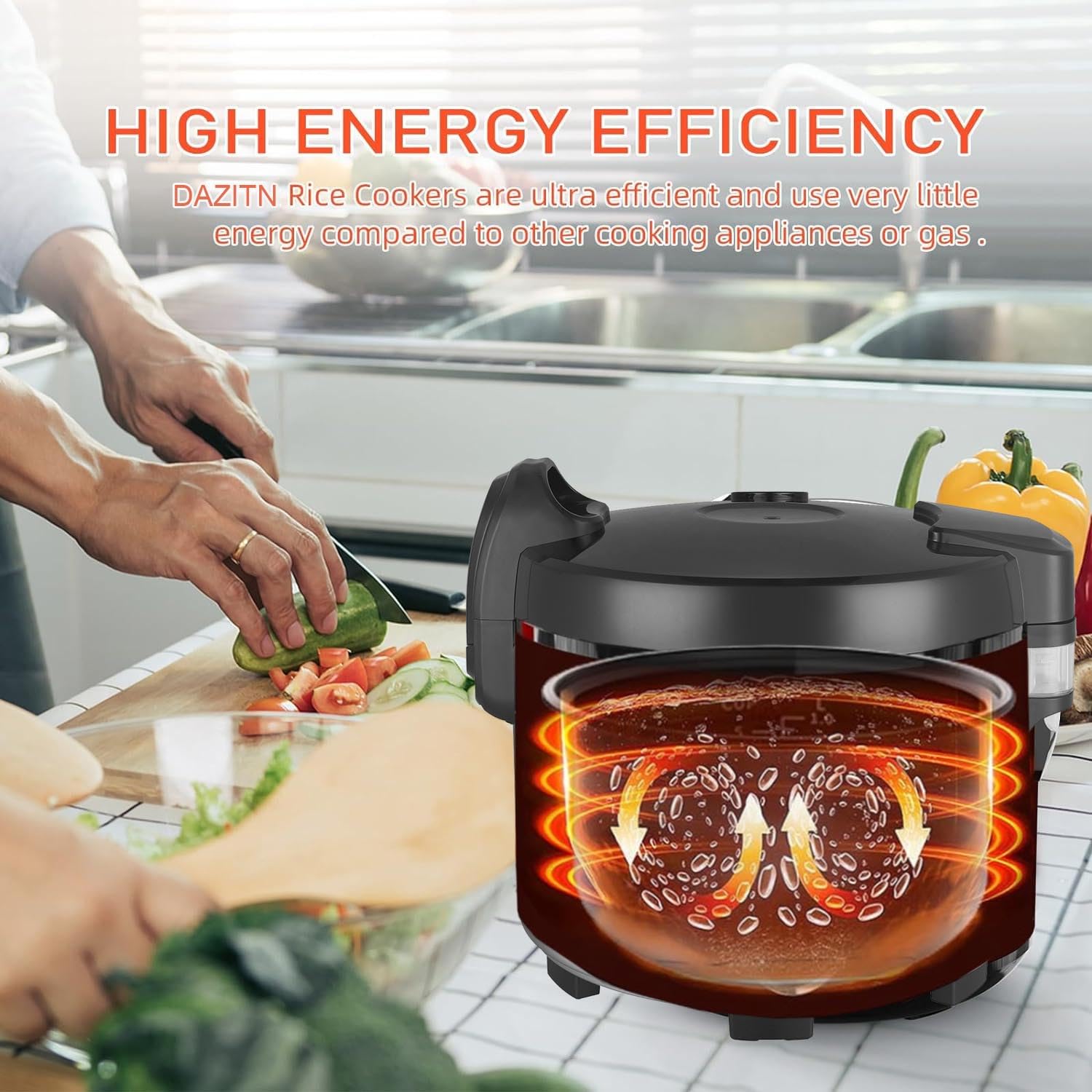 13L Commercial Rice Cooker & Warmer - 60 Cups Cooked (30 Cups Raw) - 1350W Fast Cooking, Auto Keep Warm - Large Capacity for Restaurants, Catering, Buffets & Events (Black) - Perfect for High Volume Rice Cooking Needs
