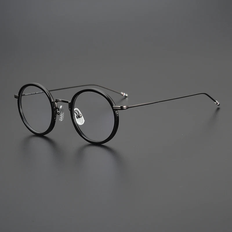 Stylish Black Unisex Full Rim Round Eyeglasses X906 - Lightweight Alloy & Acetate Frame for Work, Reading, and Fashion