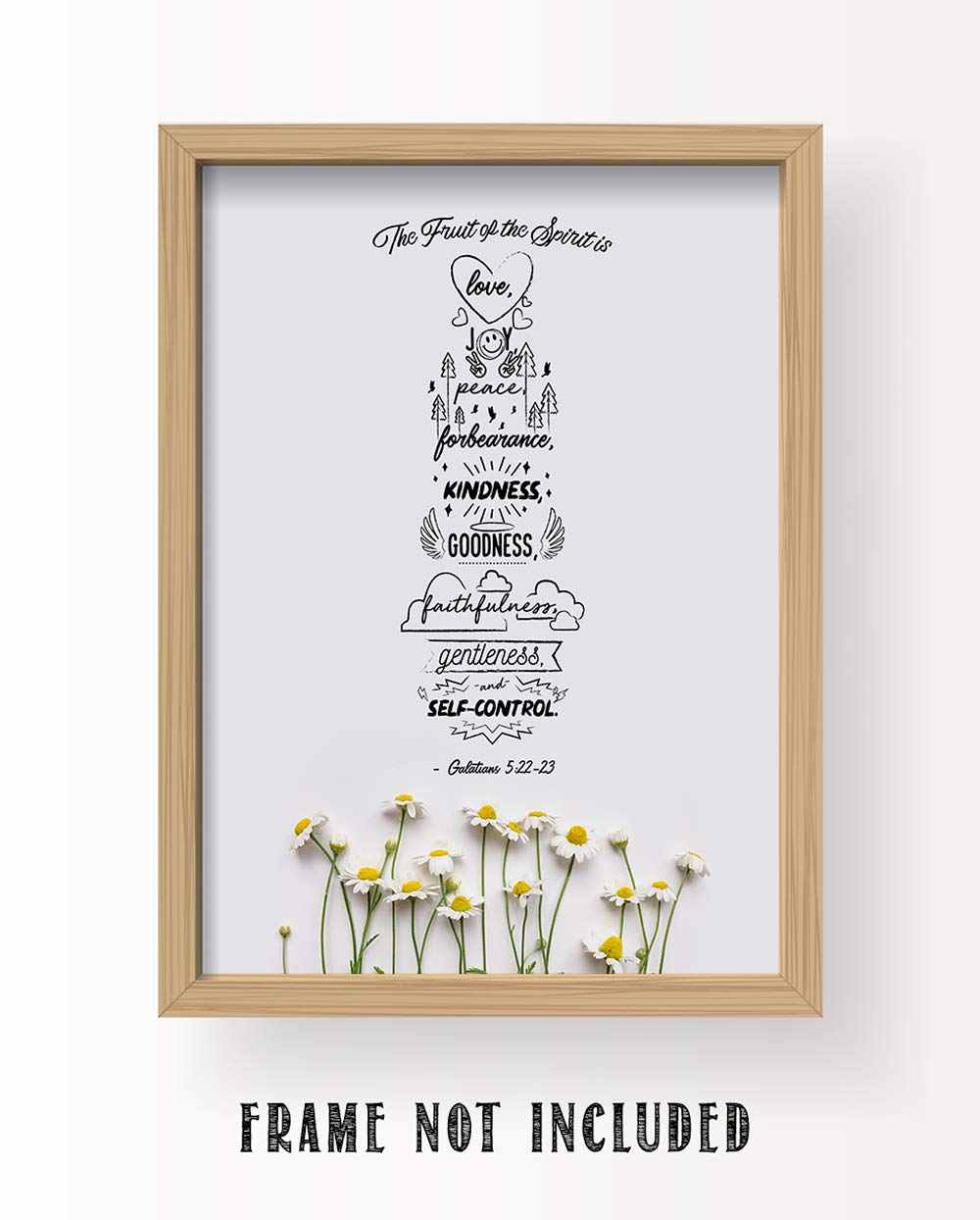 Fruit of the Spirit Bible Verse Wall Art - Christian Home Decor for Living Room, Bedroom & Office - Inspirational Scripture Print - Farmhouse Style Motivational Wall Decor for Men & Women