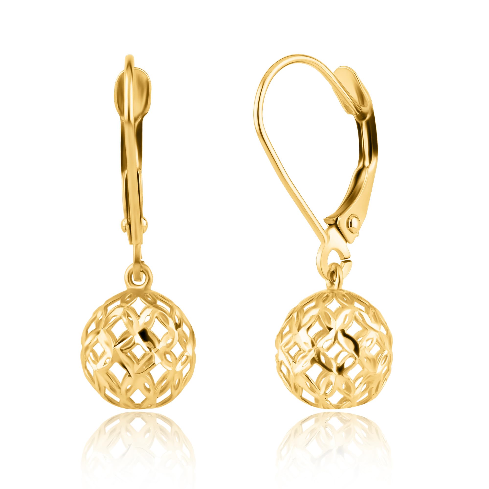 14K Gold Filigree Dangle Earrings for Women - Hypoallergenic Lightweight Drop Earrings with Secure Leverback Closure | Perfect for Weddings, Parties & Everyday Wear | MAX + STONE