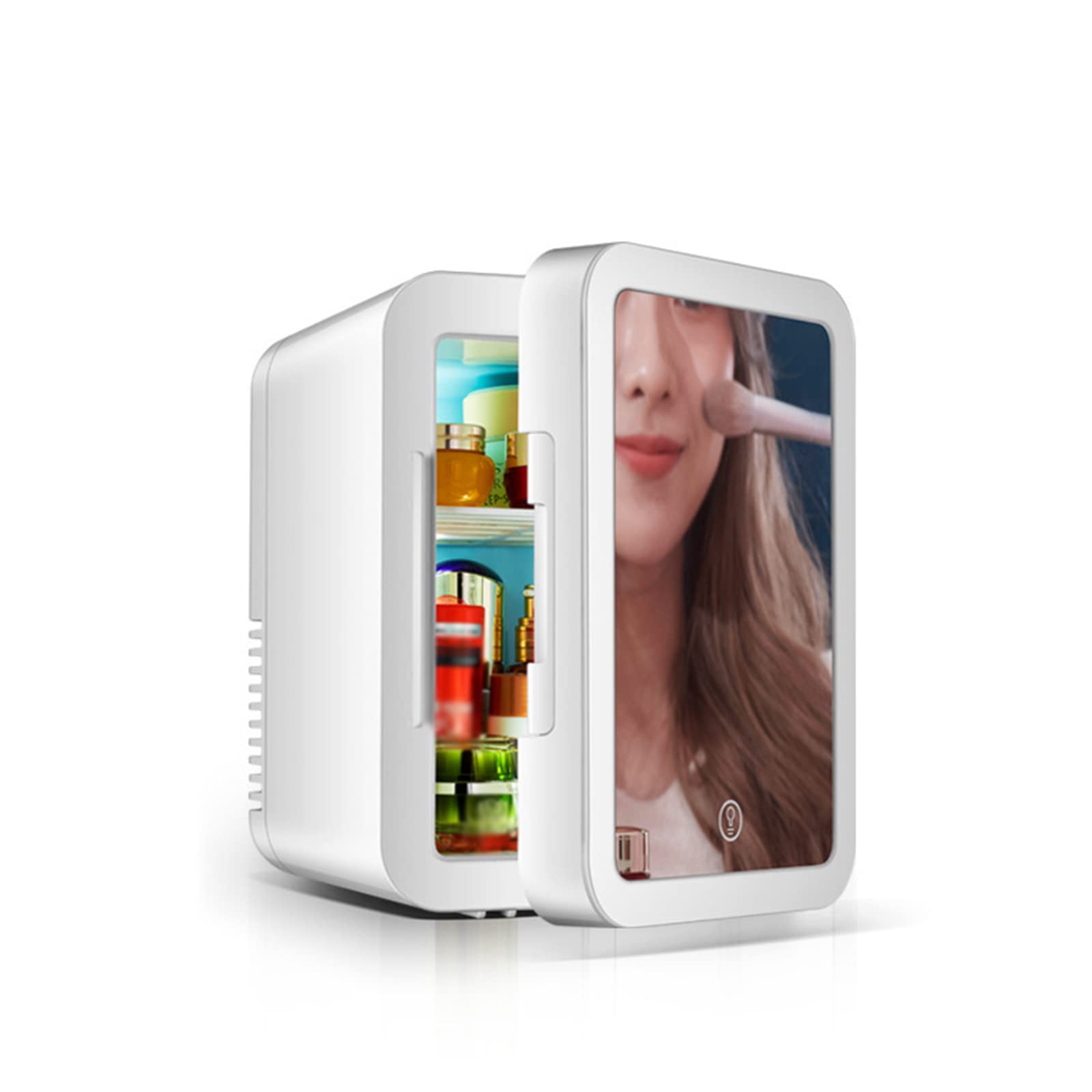 Mini Fridge 5L Portable Cosmetic Cooler & Warmer - Compact Skincare Fridge with LED Mirror for Makeup, Skincare, Perfume Storage - Perfect for Bedroom, Office, Car & Dorm Use