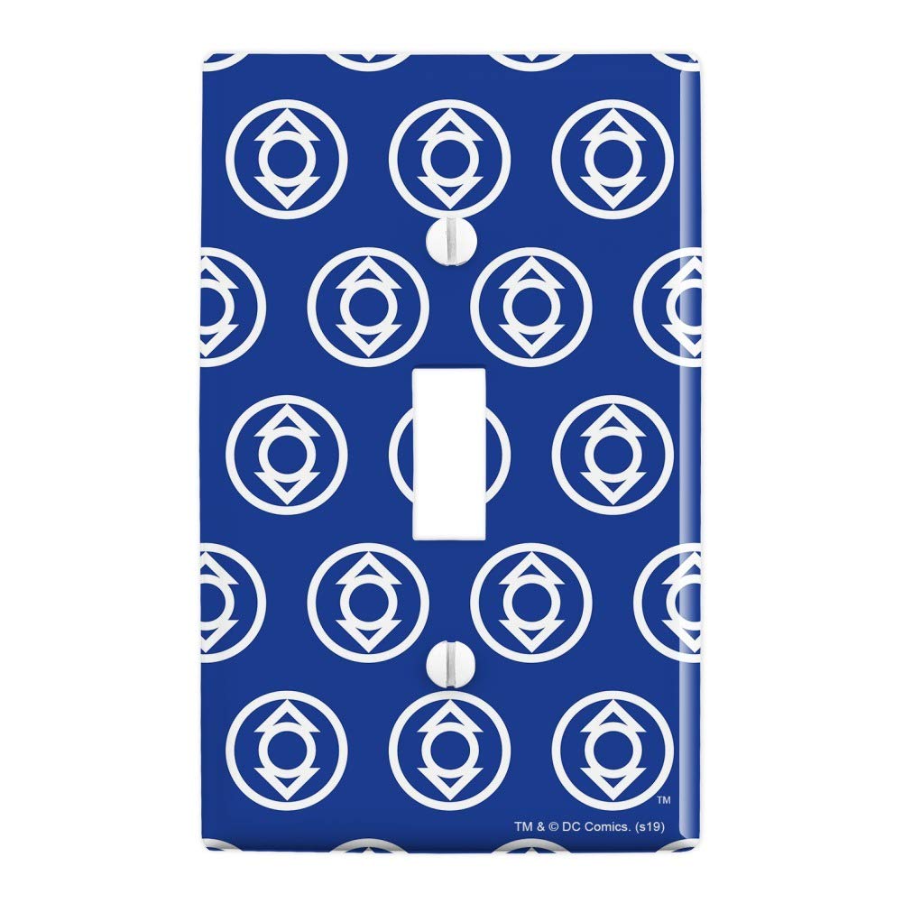 Green Lantern Blackest Night Indigo Lantern Logo Plastic Wall Decor Light Switch Plate Cover - DC Comics Superhero Home Decor for Bedroom, Living Room & Office